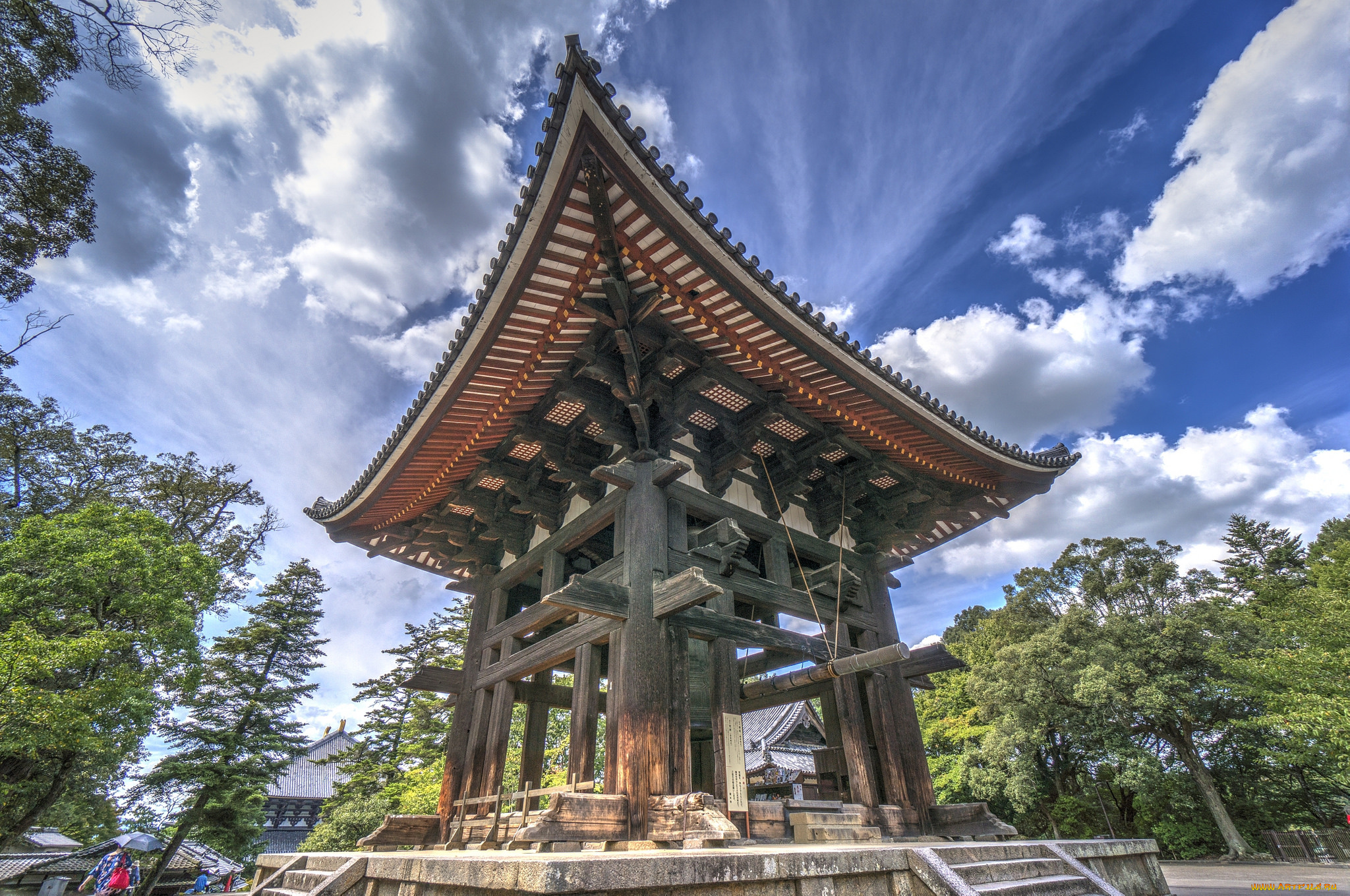huge, bell, tower, города, -, буддийские, и, другие, храмы, пагода, парк