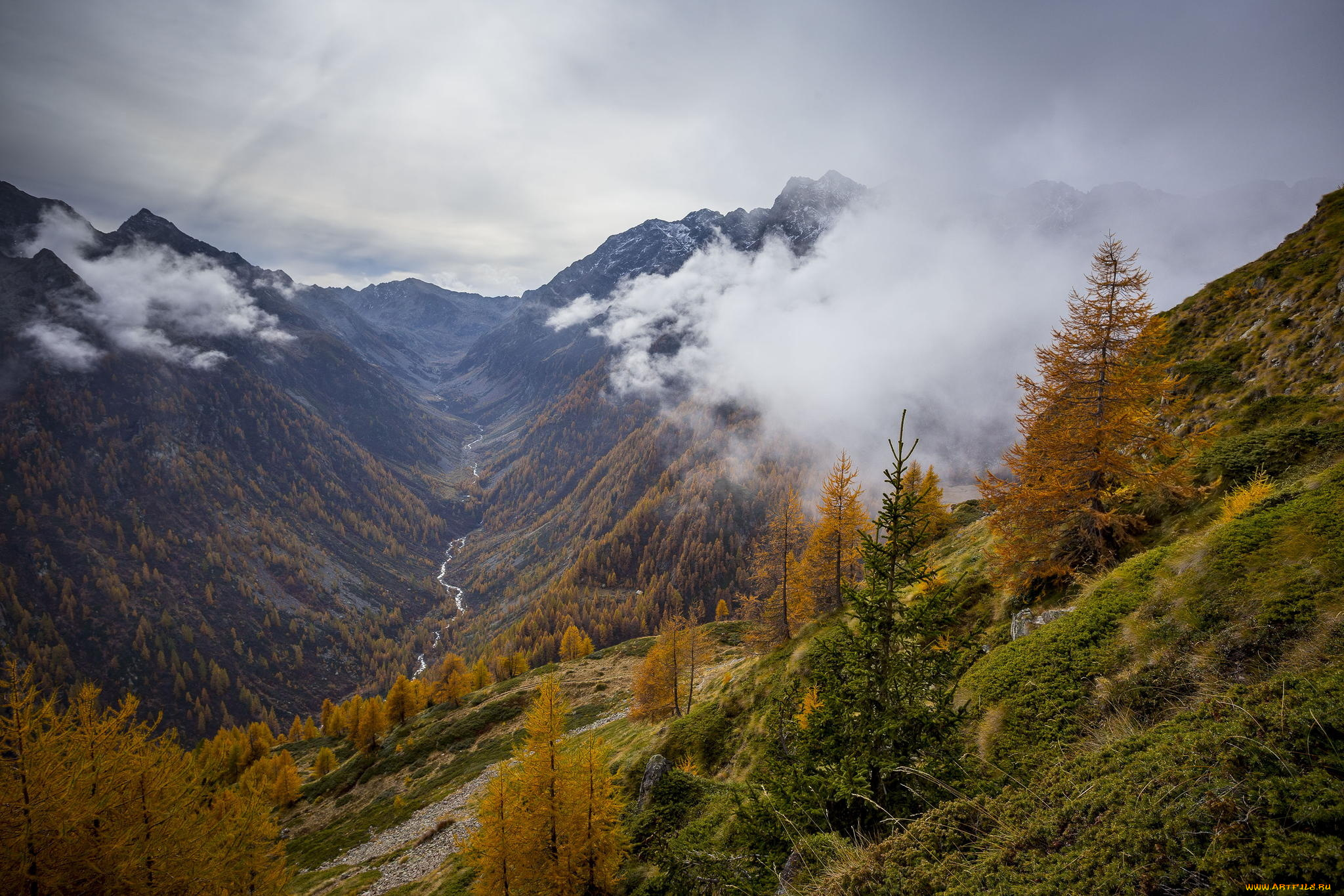 природа, горы, река, деревья, осень, пейзаж, italy