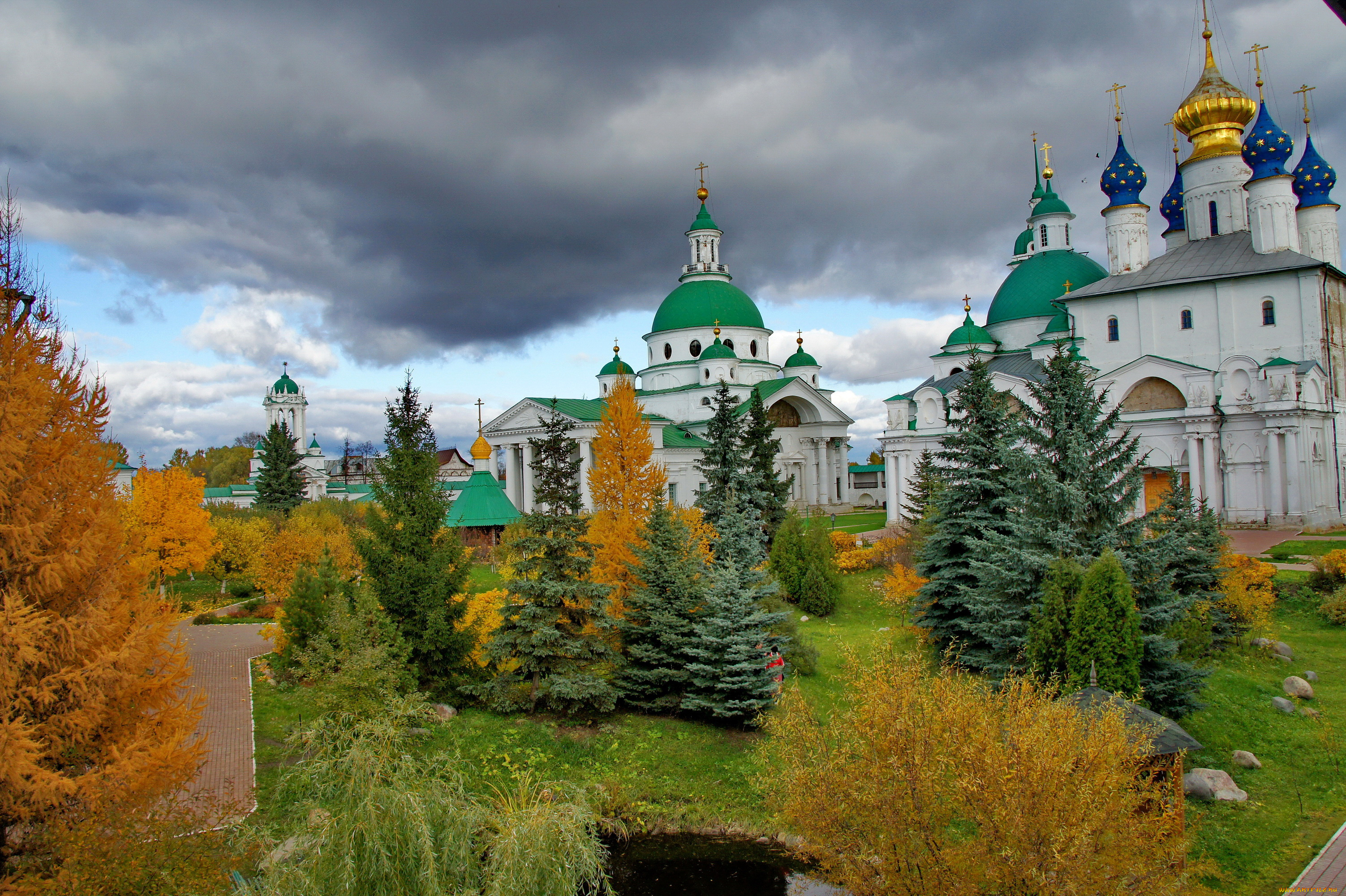 спасо-Яковлевский, монастырь, ростов, города, -, православные, церкви, , монастыри, ростов, монастырь, ели, ландшафт, храм