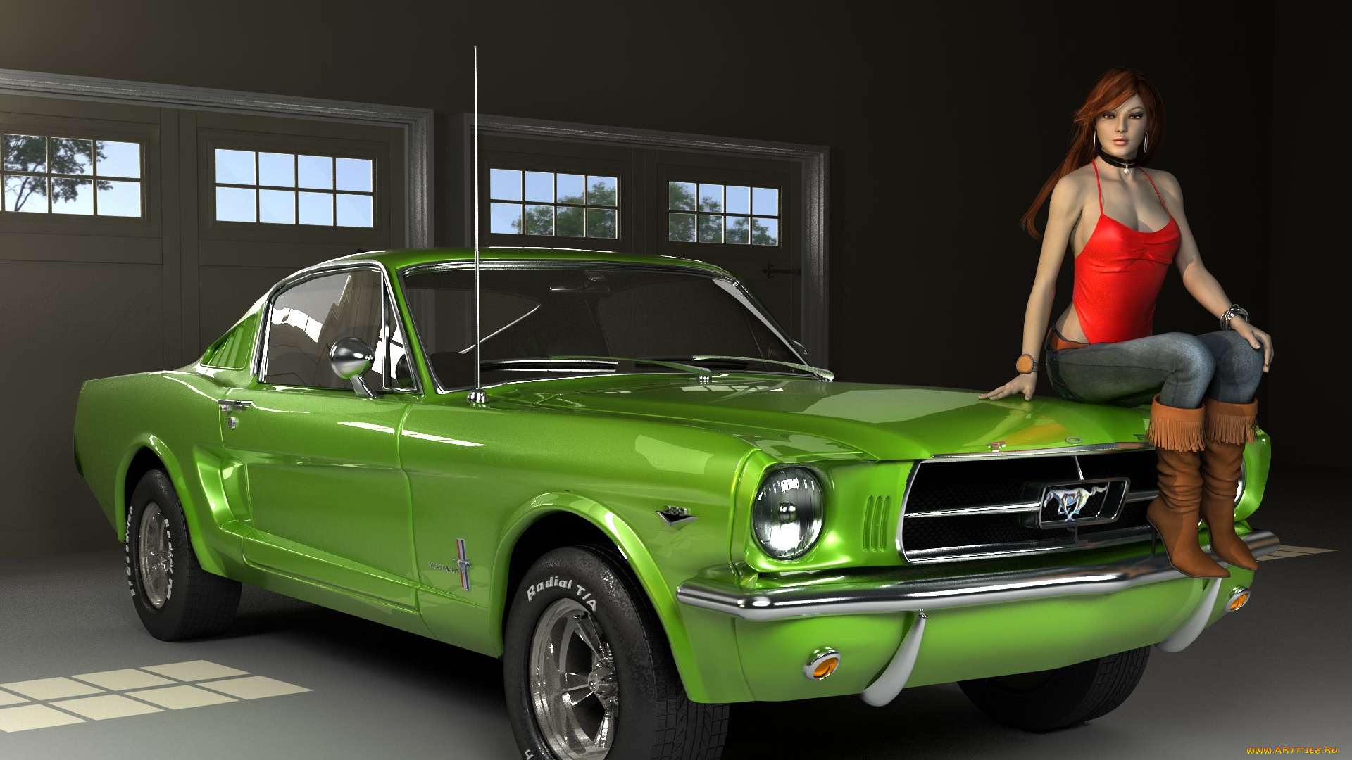 автомобили, 3d, car&girl, автомобиль, фон, взгляд, девушка