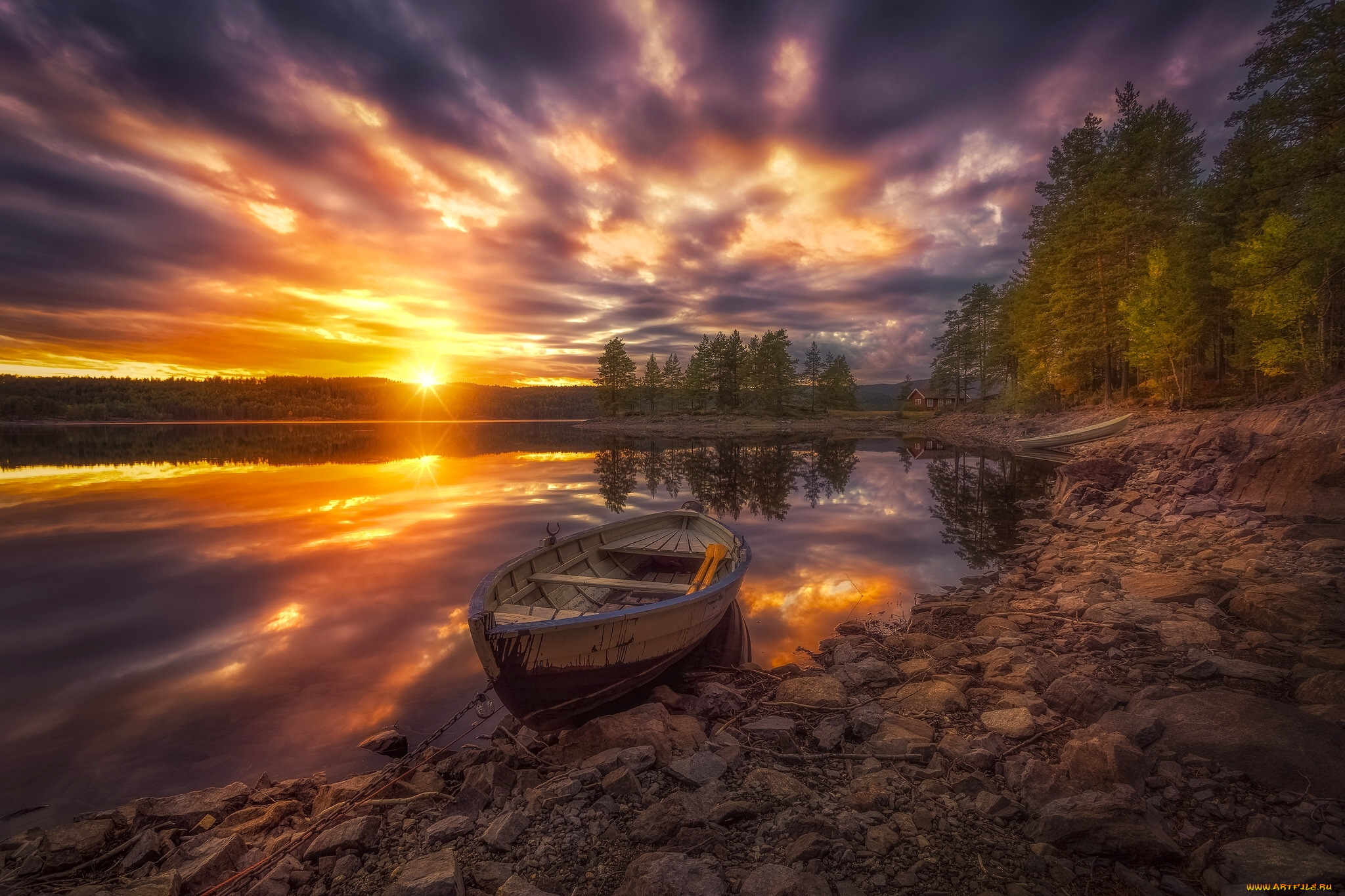 корабли, лодки, , шлюпки, norway, ringerike, закат, озеро, деревья, лодка, норвегия, рингерике