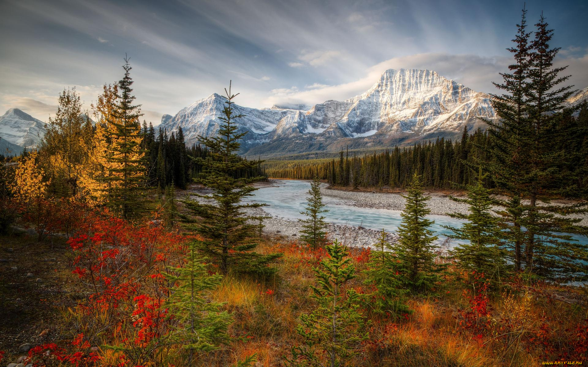 природа, реки, озера, горы, река, осень, canada, jasper, national, park