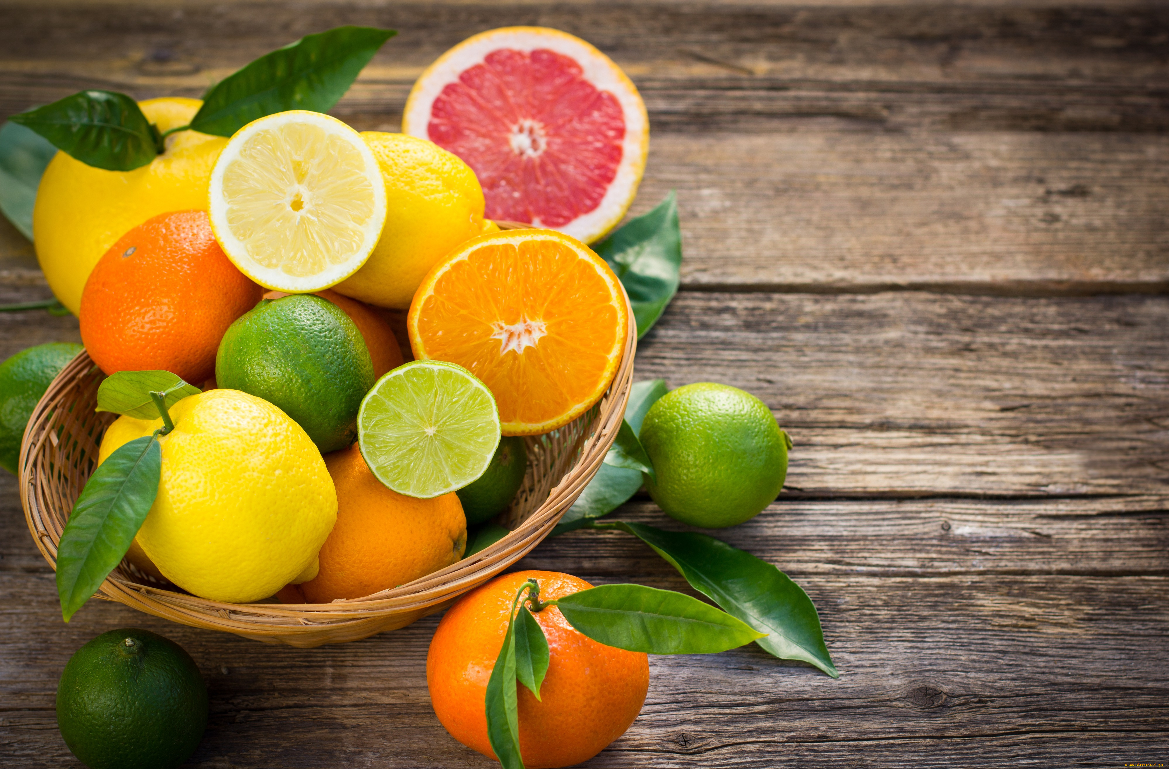 еда, цитрусы, lime, грепфрут, lemon, корзина, апельсин, citrus, лайм, orange, фрукты, лимон, доска
