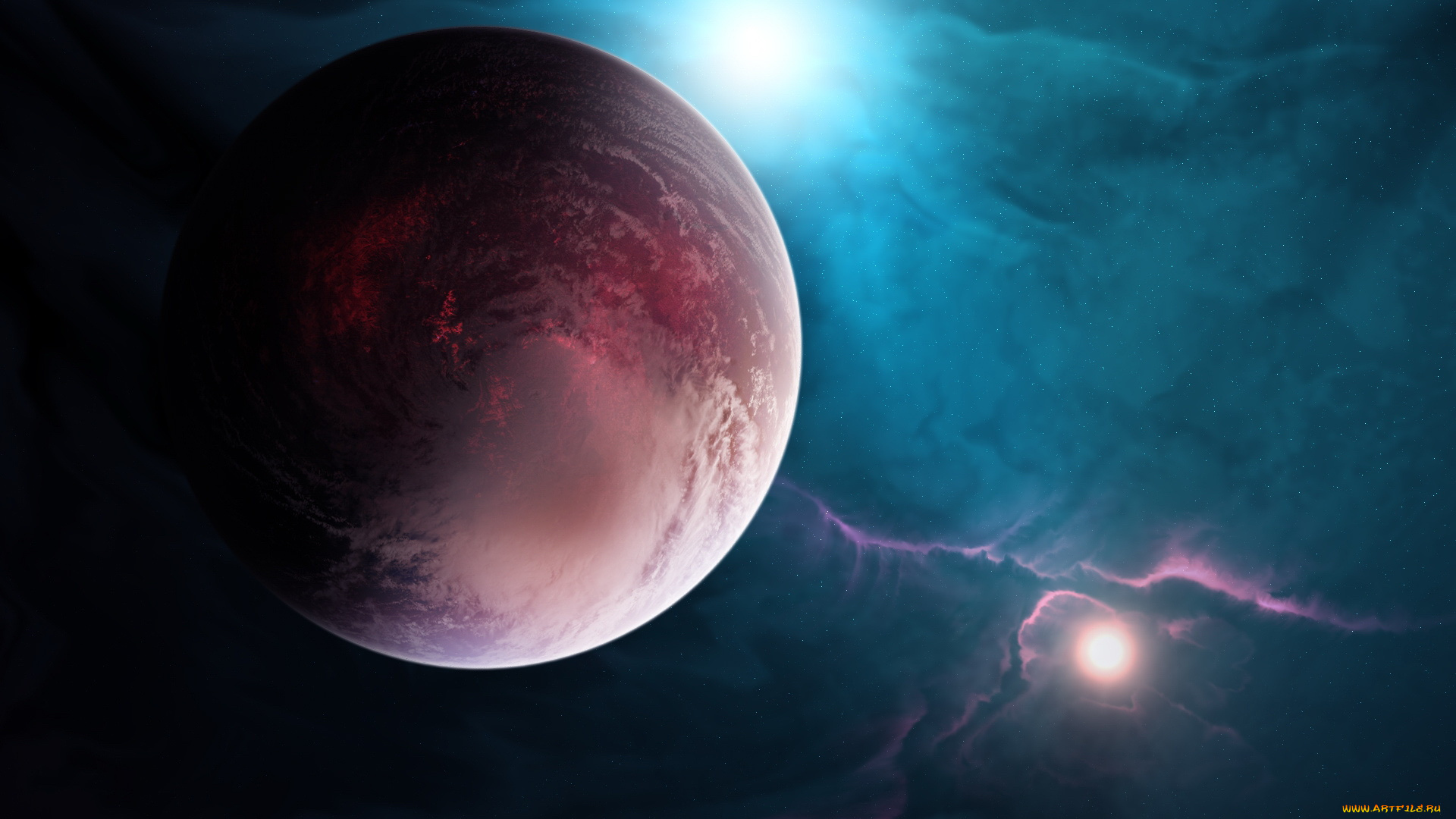 Неизведанный космос. Жизнь на других планетах Вселенной. Красная Планета арт обои. Гиперпланеты. Обои на ПК , темные тона , динамика.