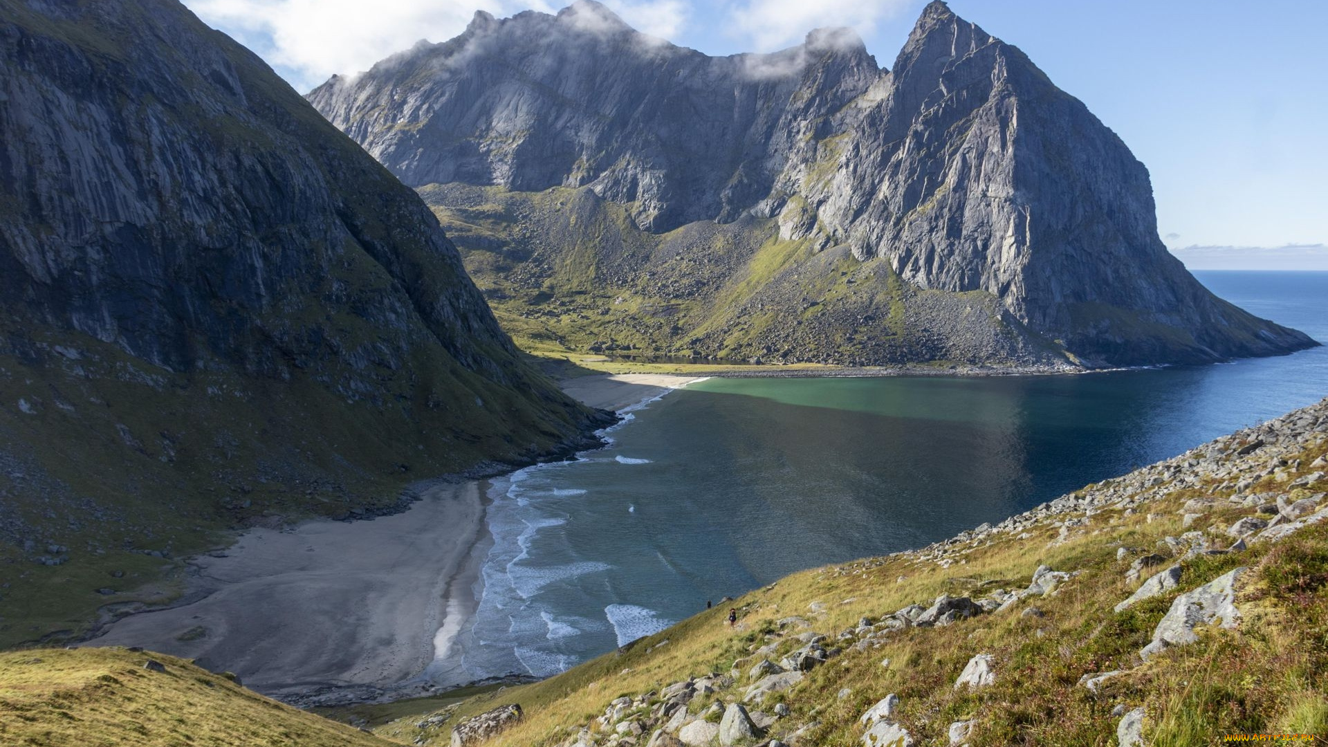 kvalvika, beach, lofoten, islands, norway, природа, побережье, kvalvika, beach, lofoten, islands