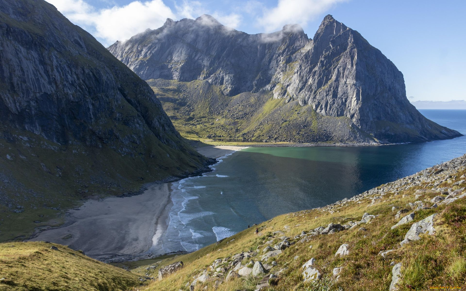 kvalvika, beach, lofoten, islands, norway, природа, побережье, kvalvika, beach, lofoten, islands