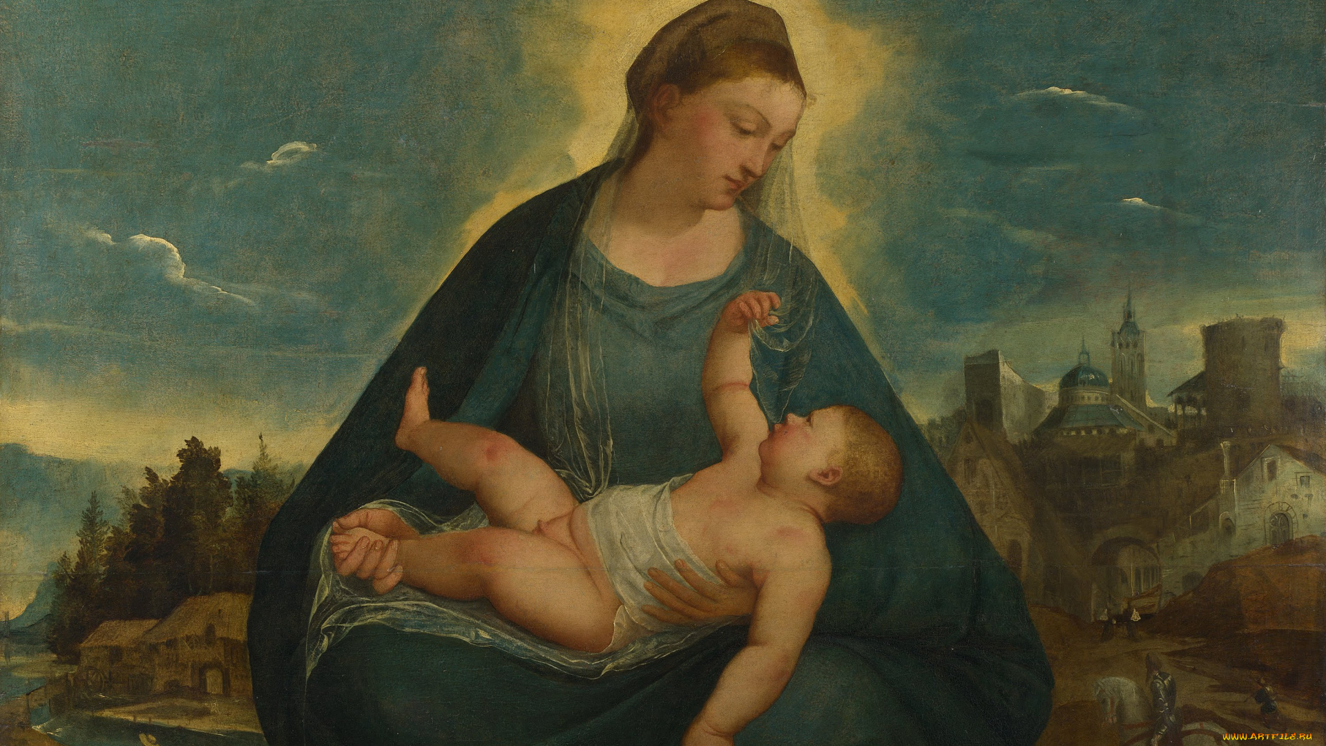 attributed, to, bernardino, da, asola, the, madonna, and, child, рисованные, мадонна, с, младенцем