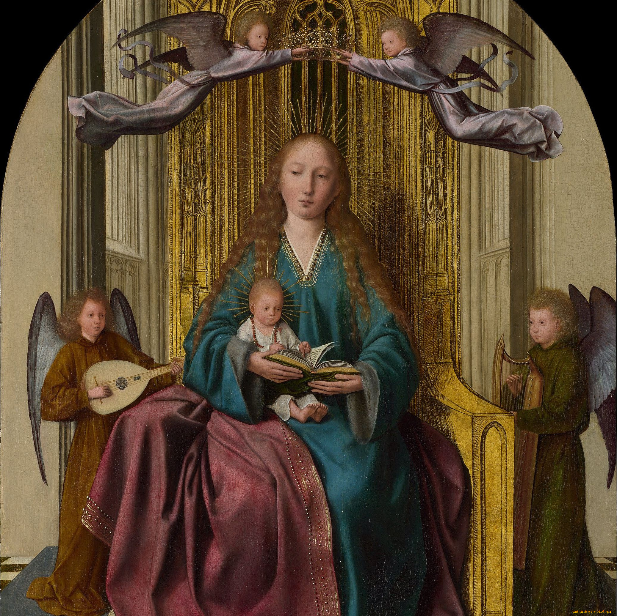 quinten, massys, the, virgin, and, child, enthroned, with, four, angels, рисованные