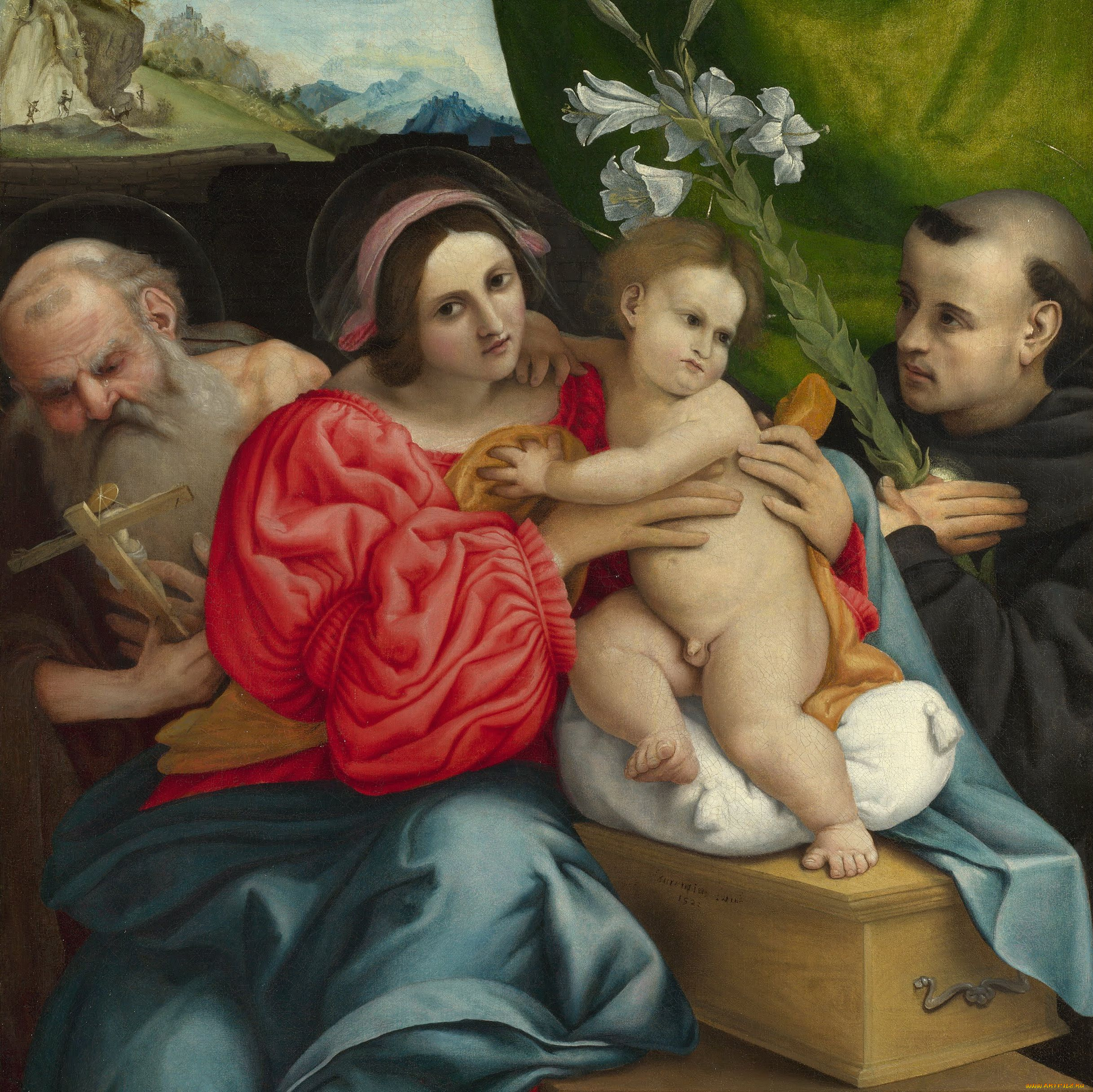 lorenzo, lotto, the, virgin, and, child, with, saints, jerome, nicholas, of, tolentino, рисованные