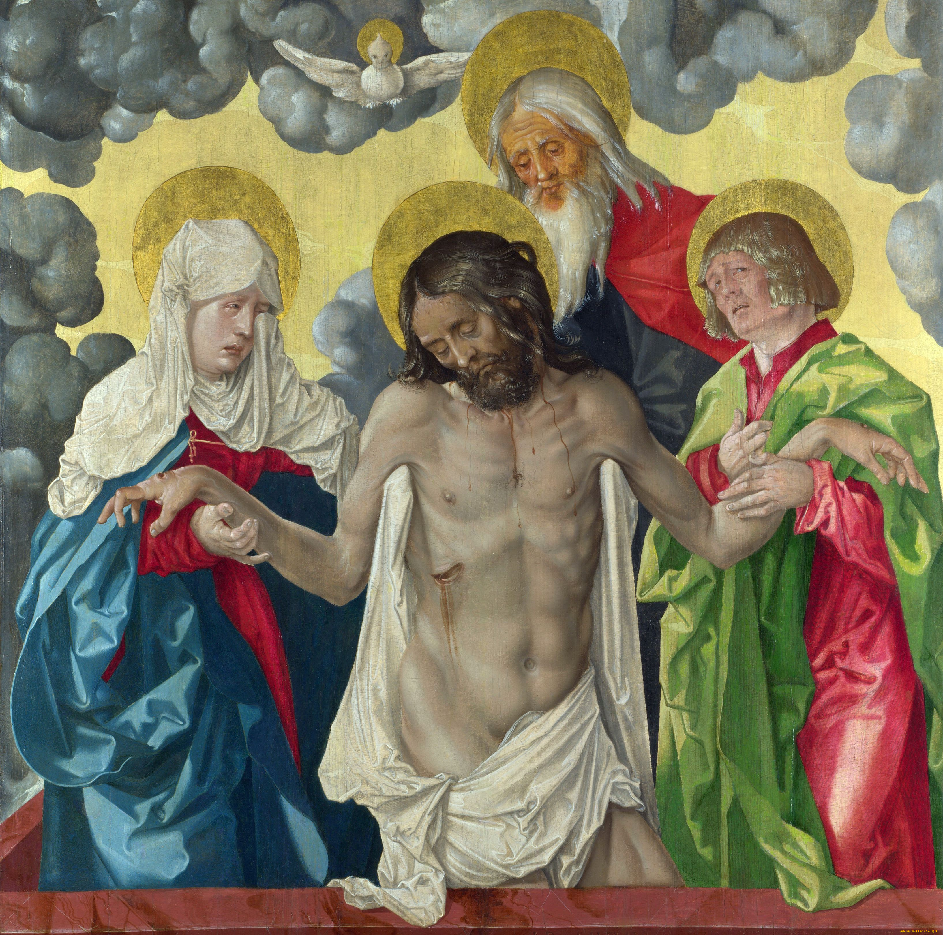 hans, baldung, grien, the, trinity, and, mystic, pieta, фрагмент, рисованные, троица