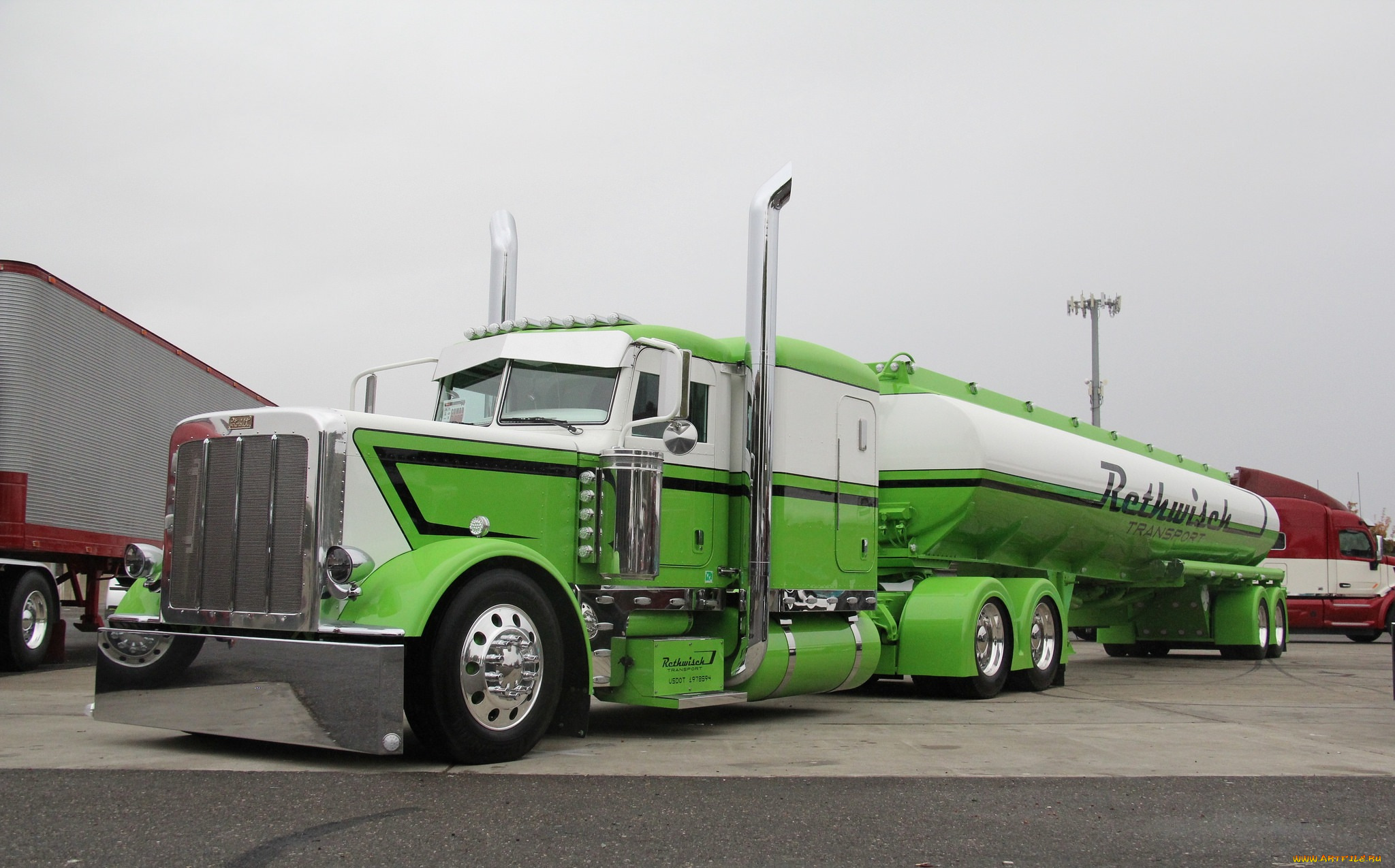 автомобили, peterbilt, green, tanker, petrbilt