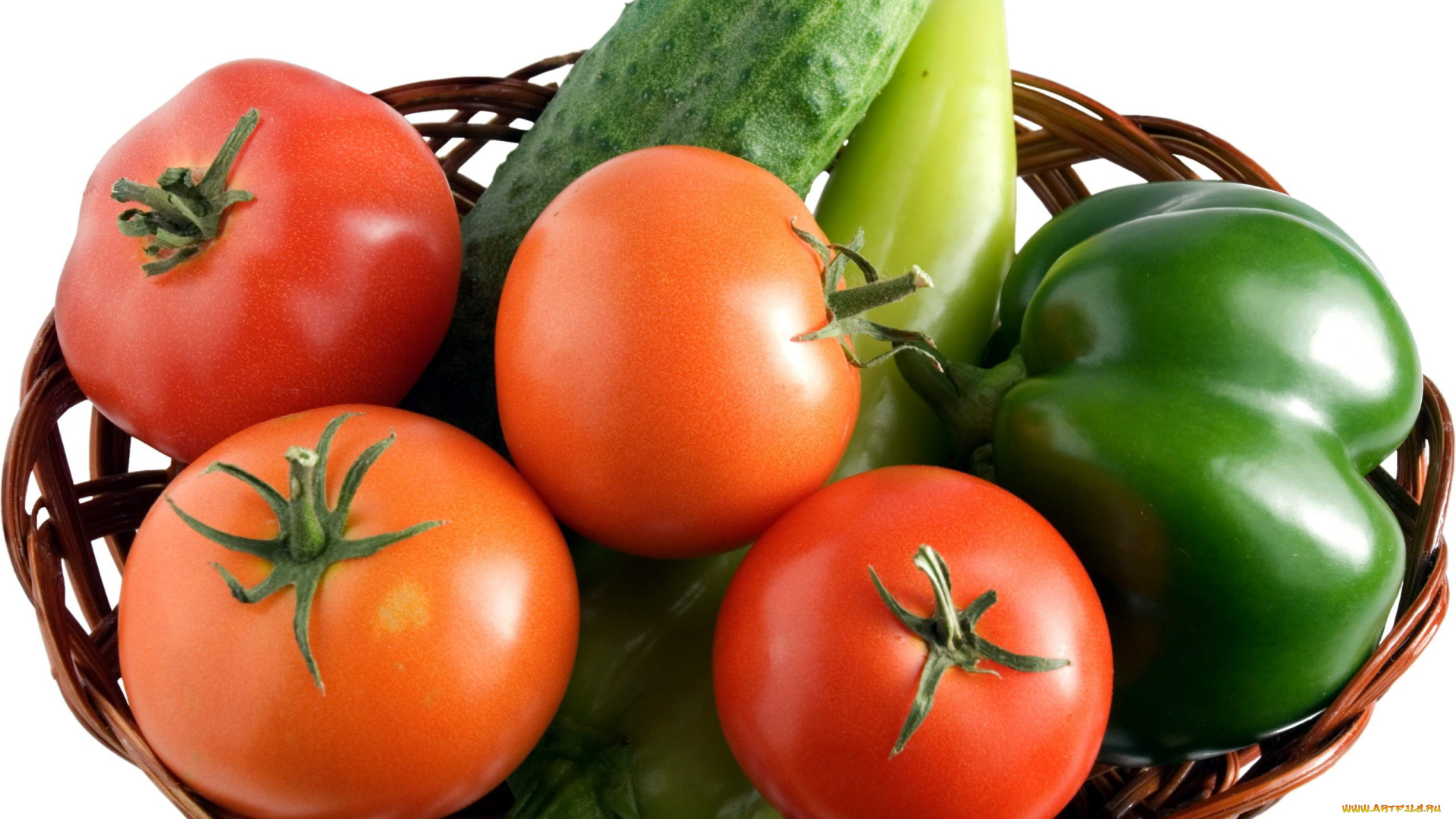 еда, овощи, перец, корзинка, огурцы, помидоры, томаты