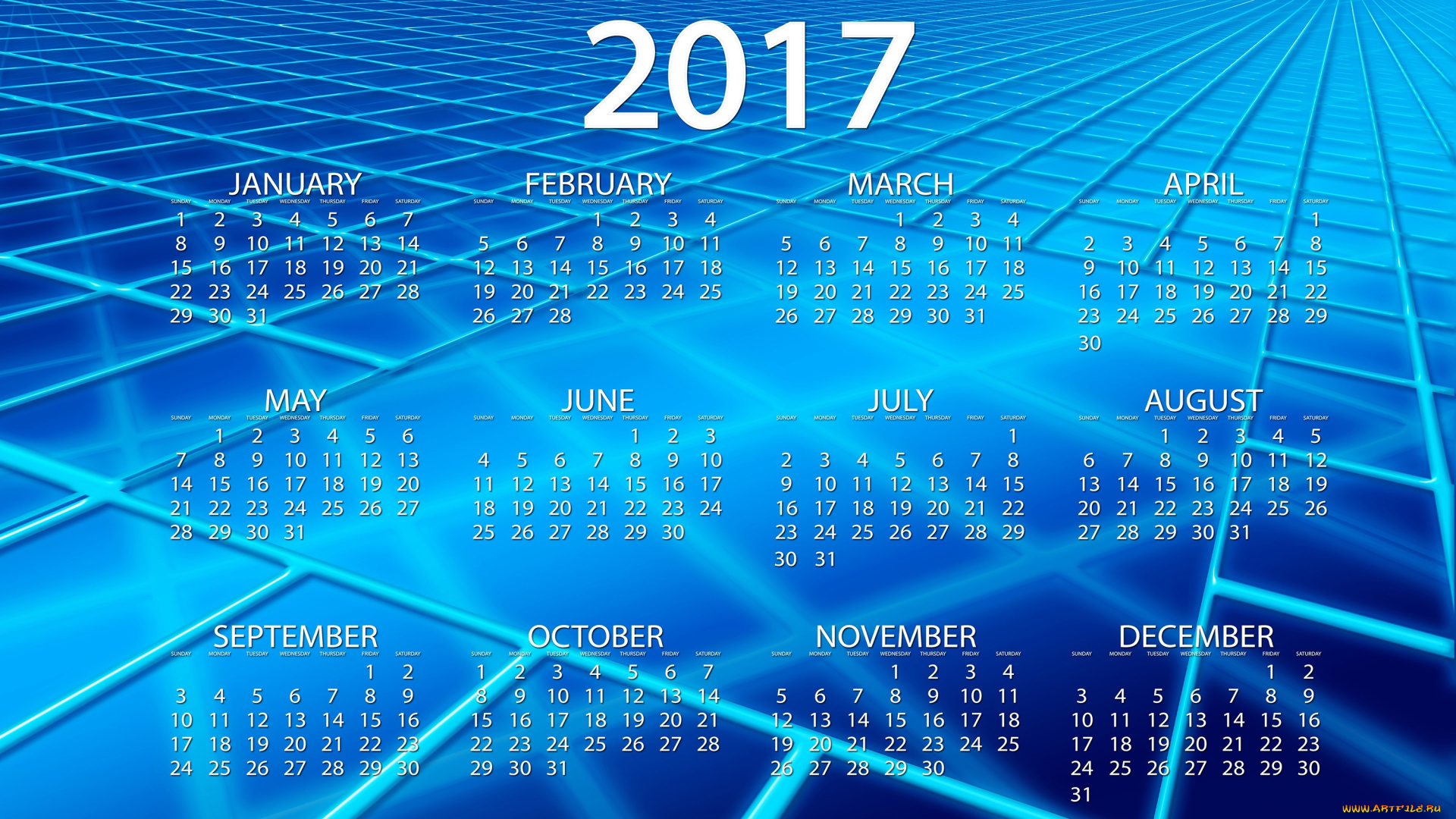 календари, рисованные, , векторная, графика, фон, 2017, год, синий, вектор, дата, клетки, календарь, голубой