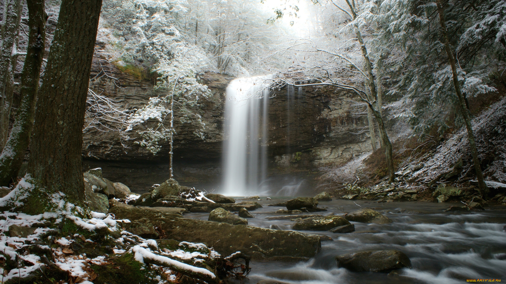природа, водопады, зима, вода