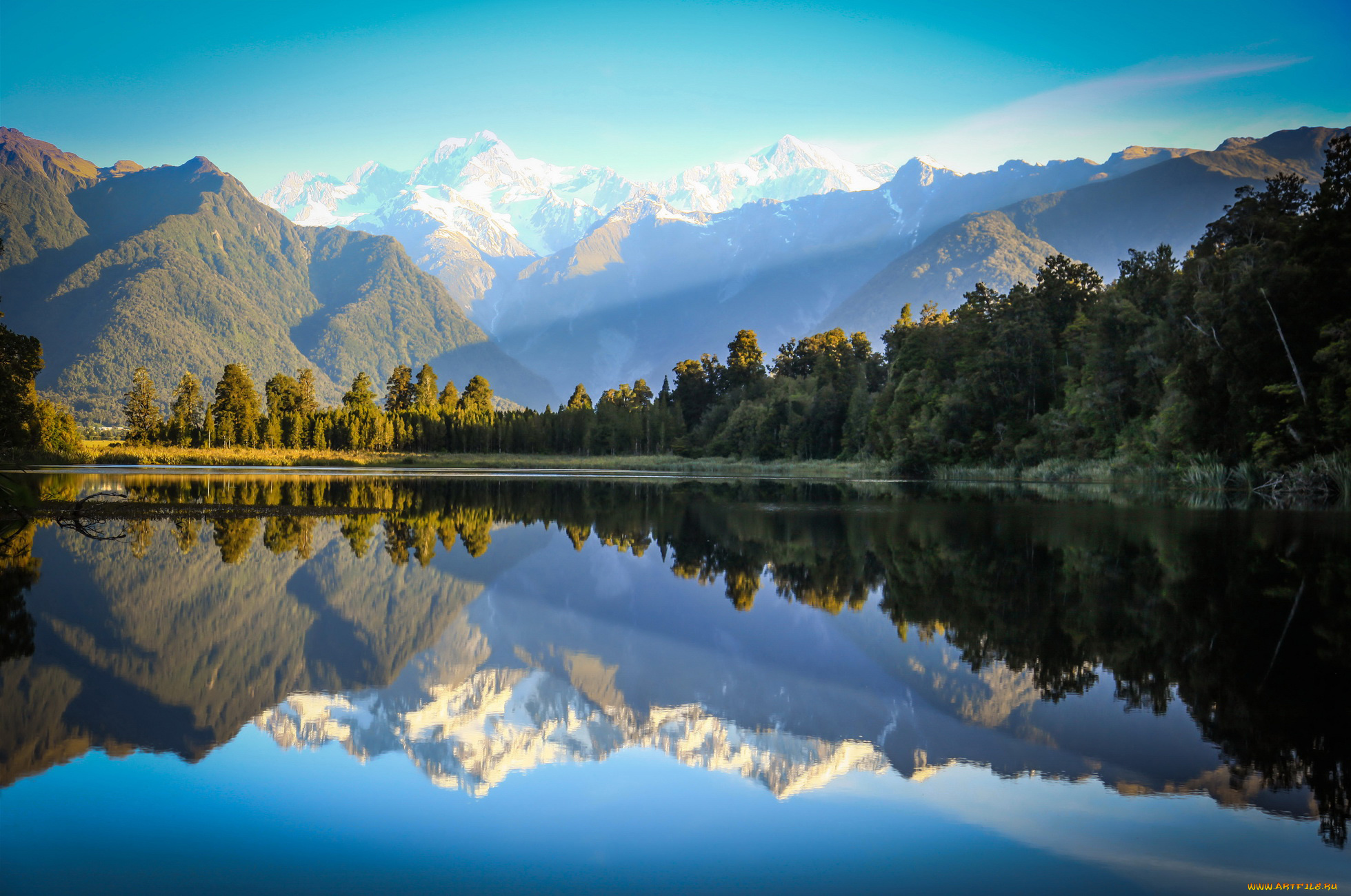 природа горы озеро Маунт Кук Новая Зеландия скачать