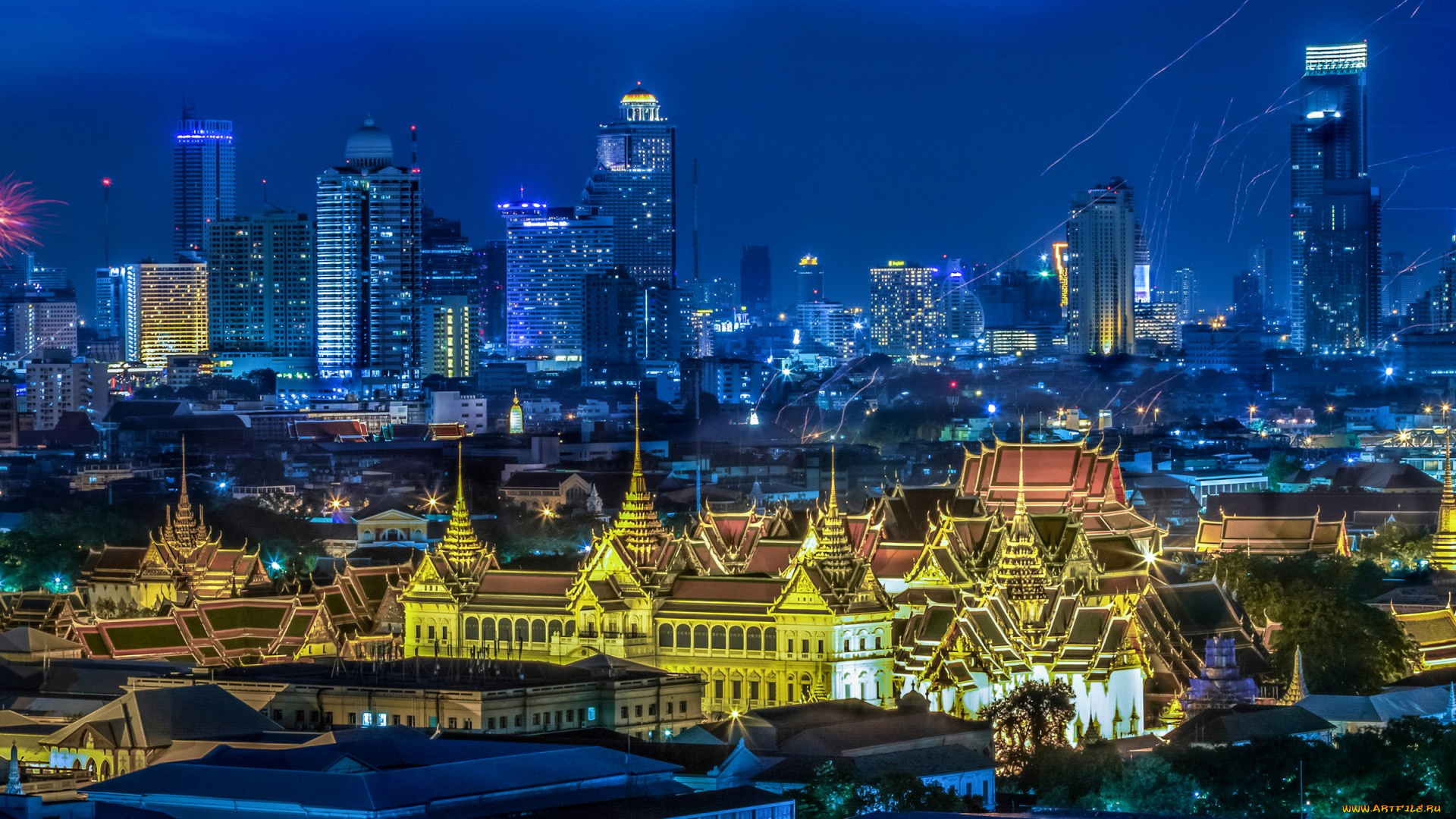 города, бангкок, , таиланд, дома, bangkok, огни, ночь, thailand, панорама, праздник, фестиваль