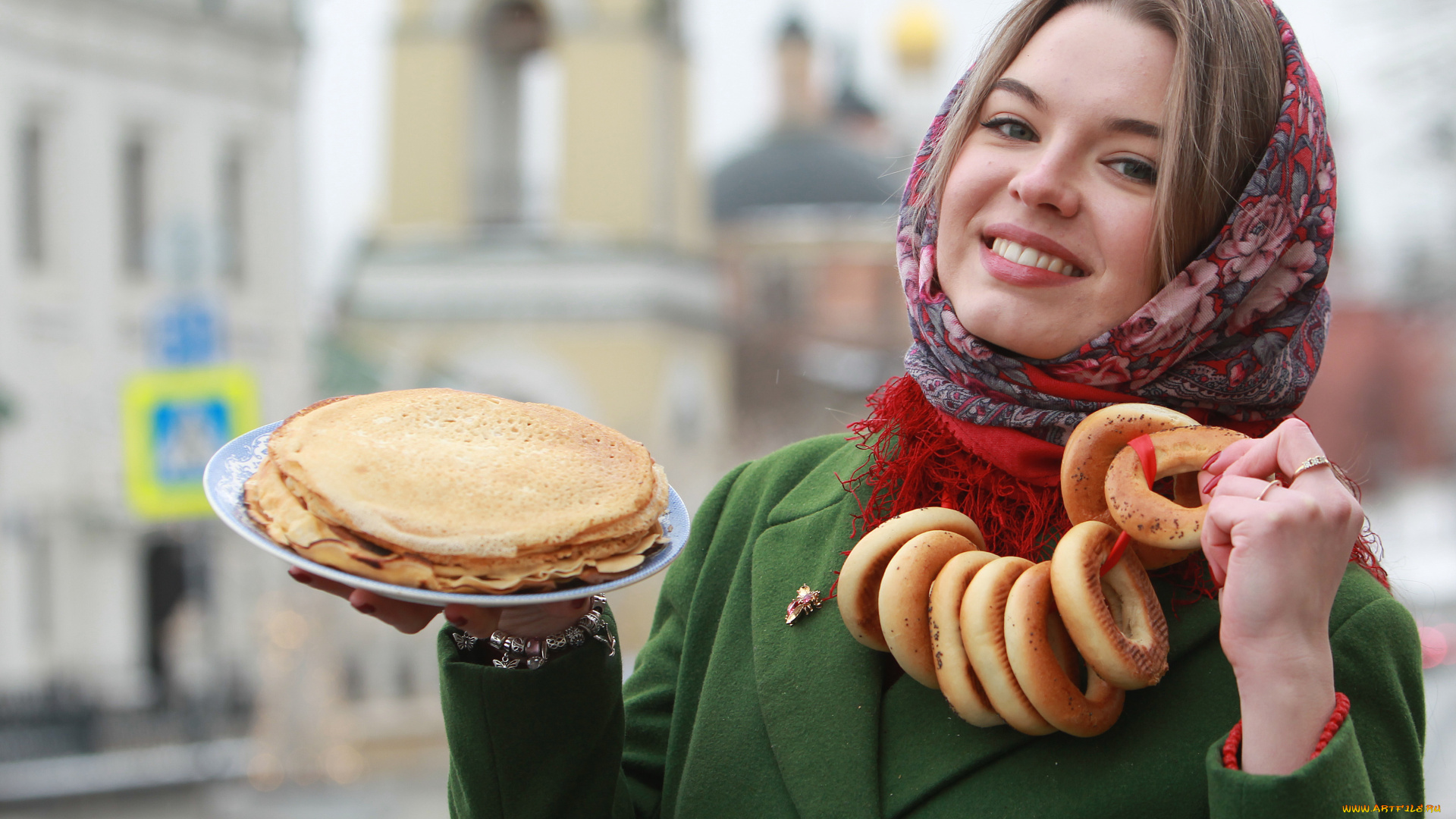 девушки, -, брюнетки, , шатенки, платок, баранки, блины