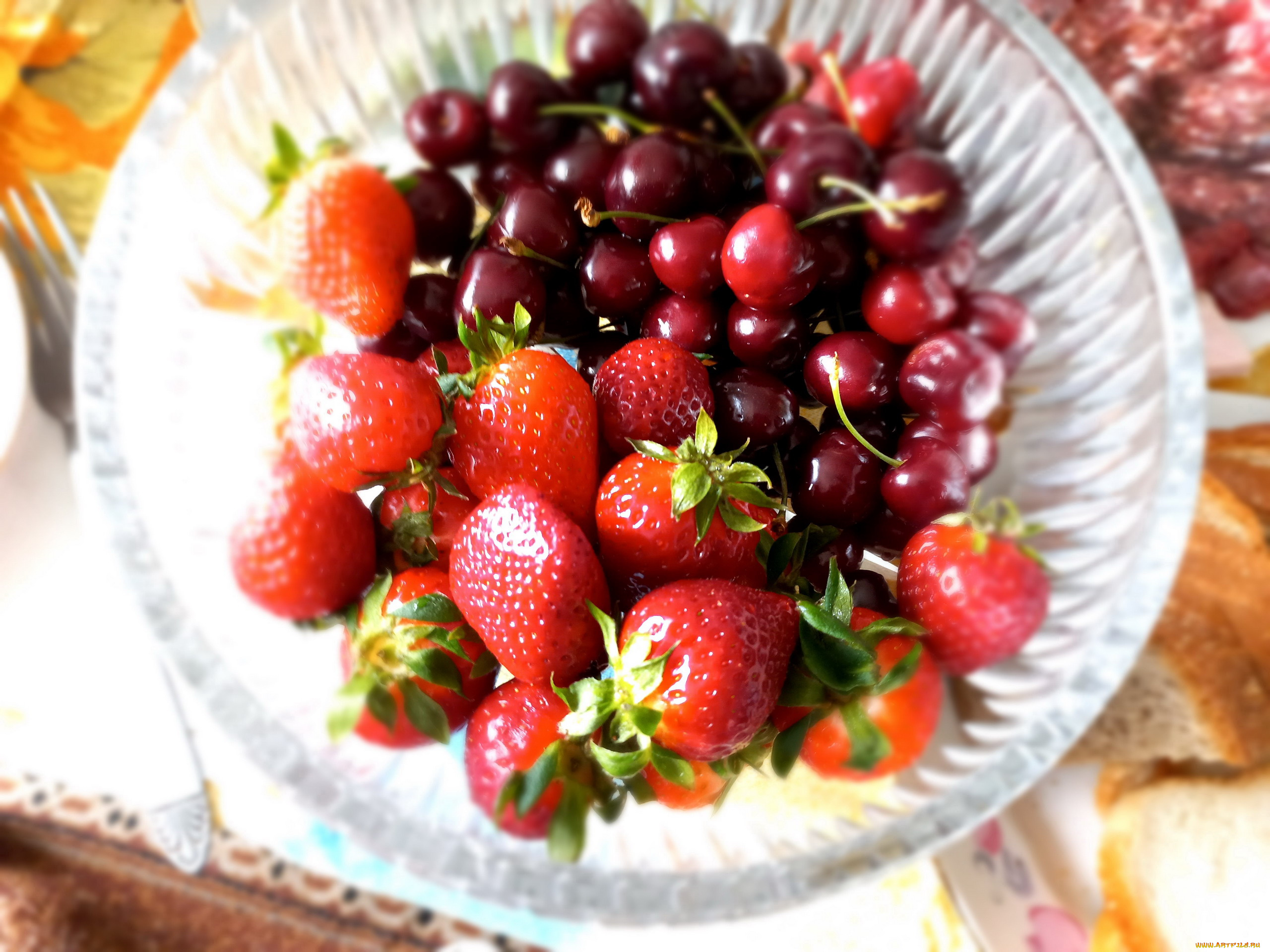 еда, фрукты, , ягоды, вишни, клубника