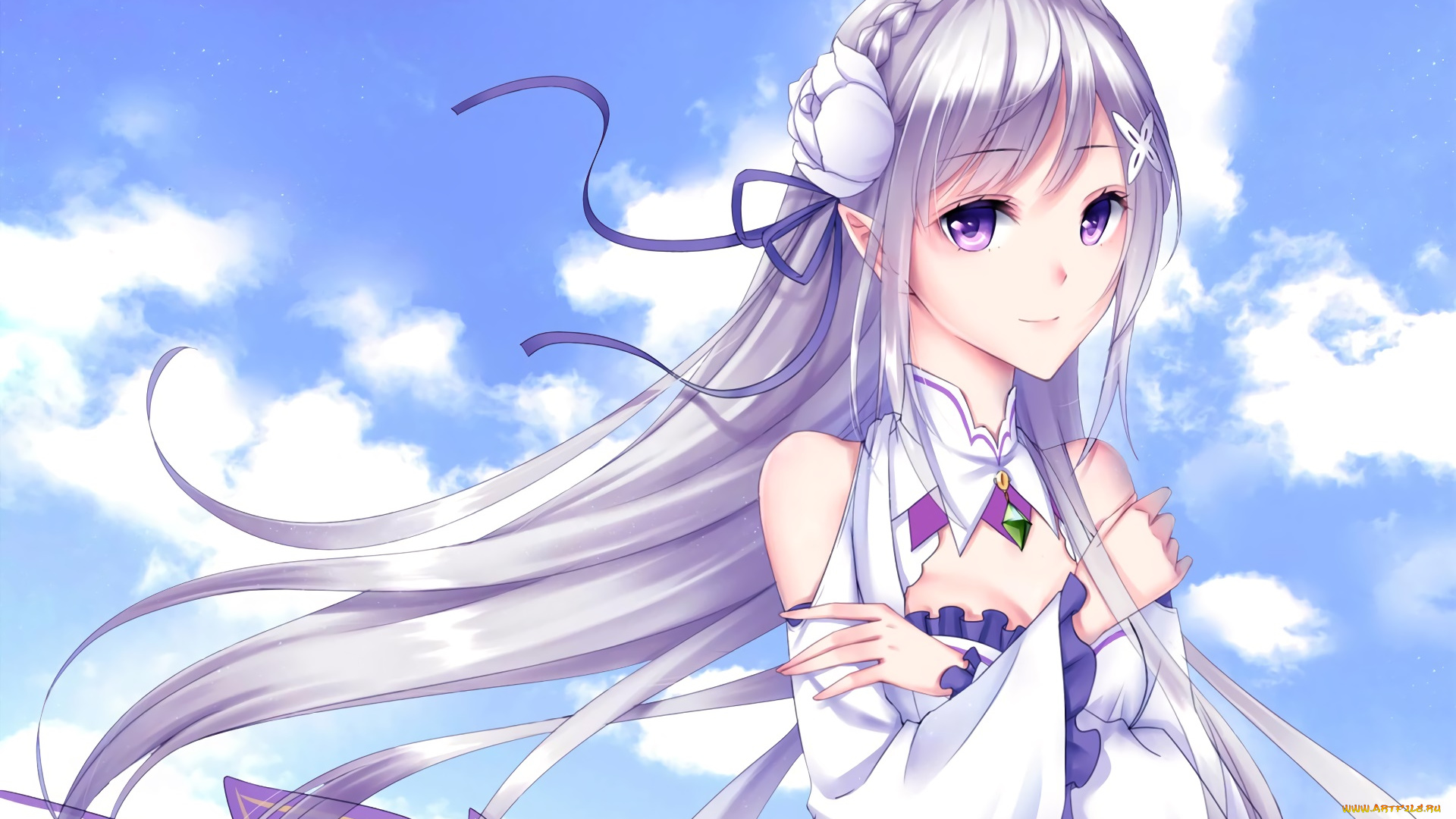 аниме, re, , zero, kara, hajimeru, isekai, seikatsu, фон, взгляд, девушка