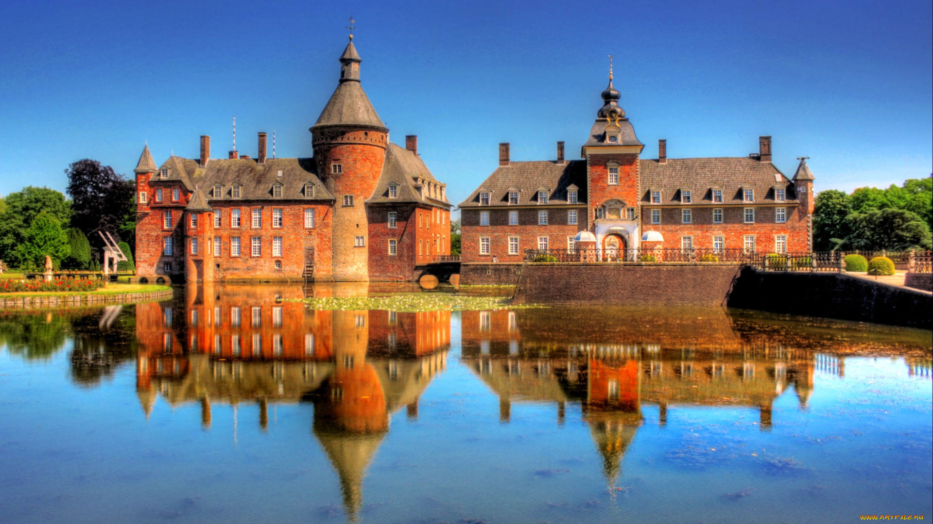 замок, иссельбург, германия, города, дворцы, замки, крепости, вода, отражение, каменный