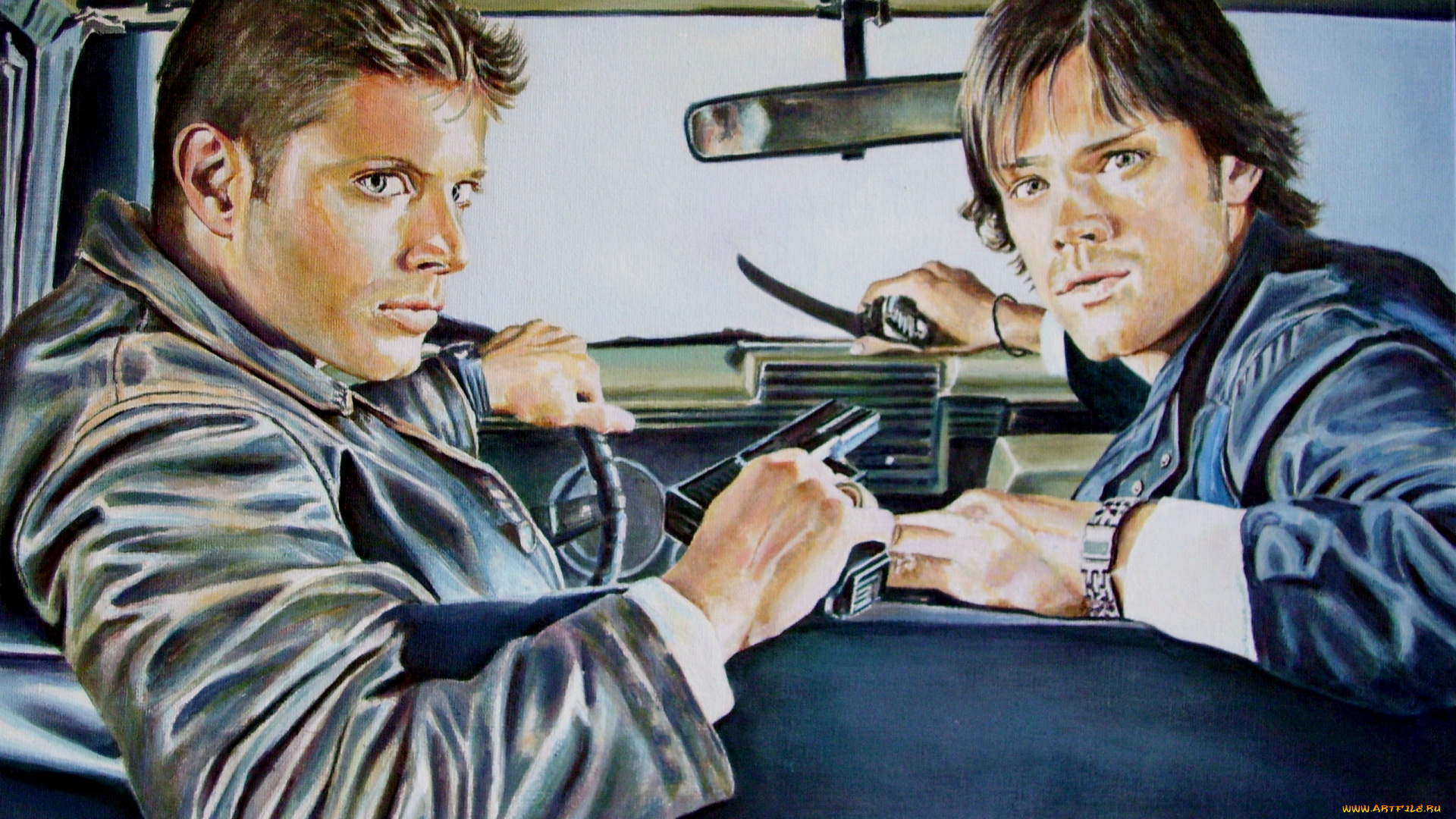 andy, lloyd, jensen, ackles, and, jared, padalecki, in, supernatural, рисованные, -