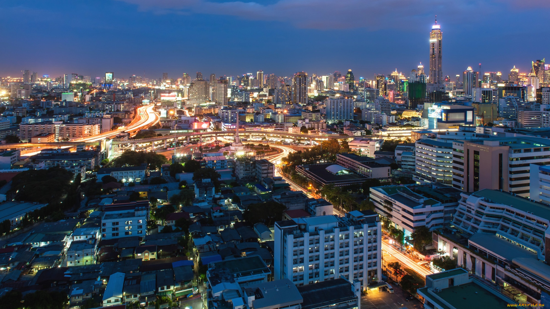 города, бангкок, таиланд, панорама, здания, небоскрёбы, мегаполис