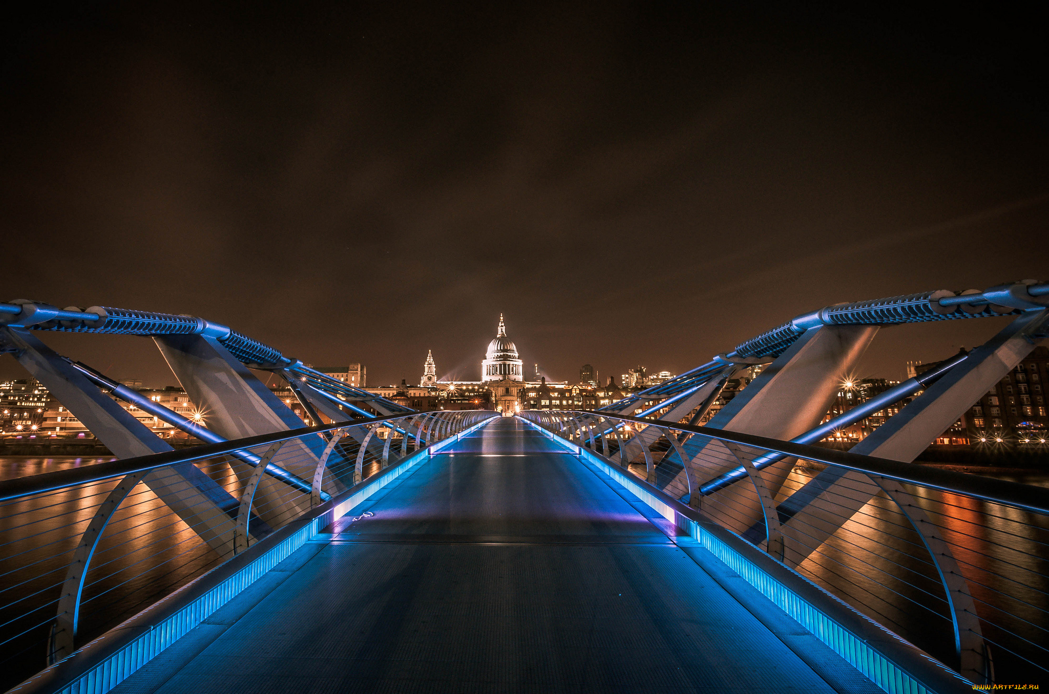 лондон, города, великобритания, подсветка, мост, ночь, город