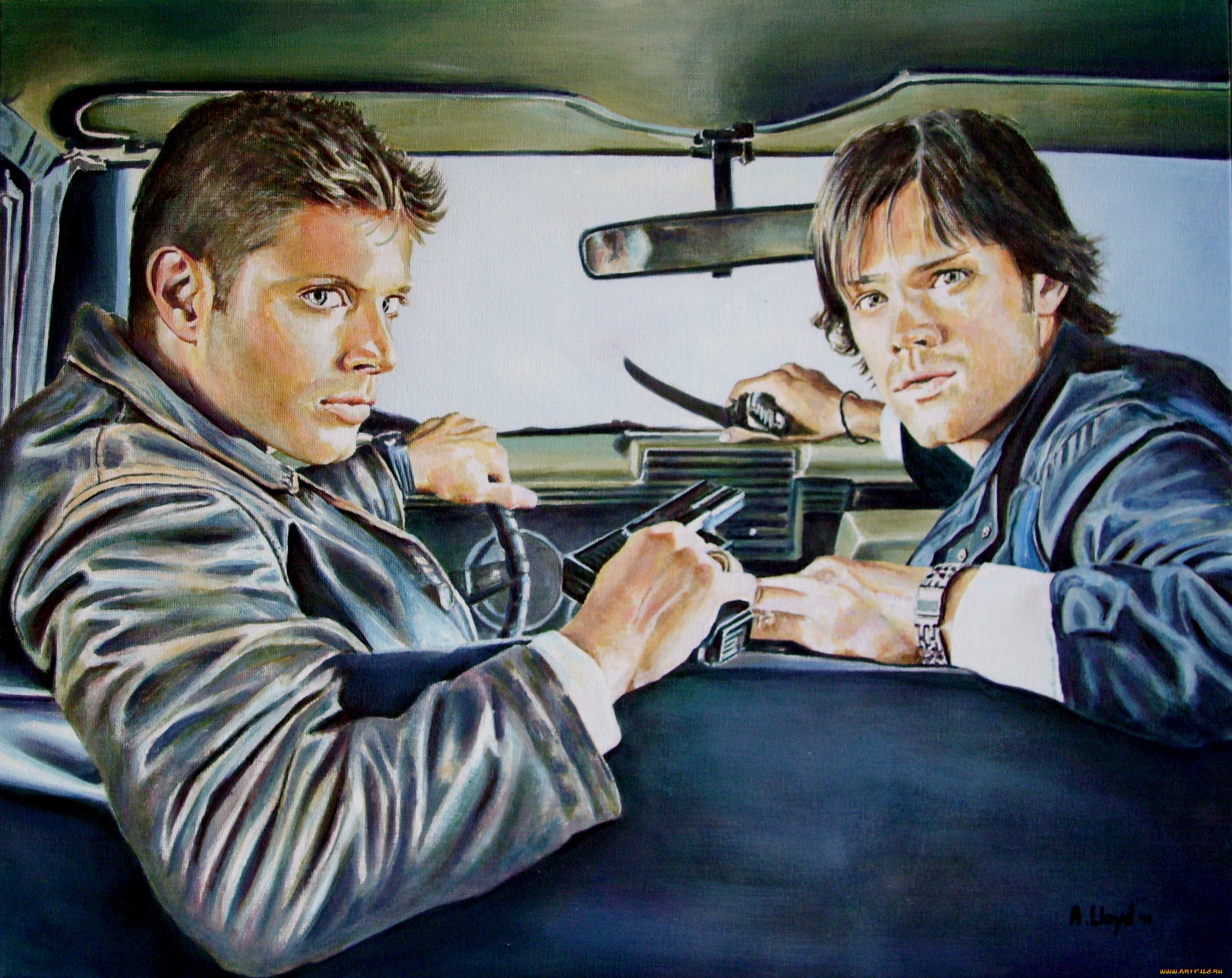 andy, lloyd, jensen, ackles, and, jared, padalecki, in, supernatural, рисованные, -