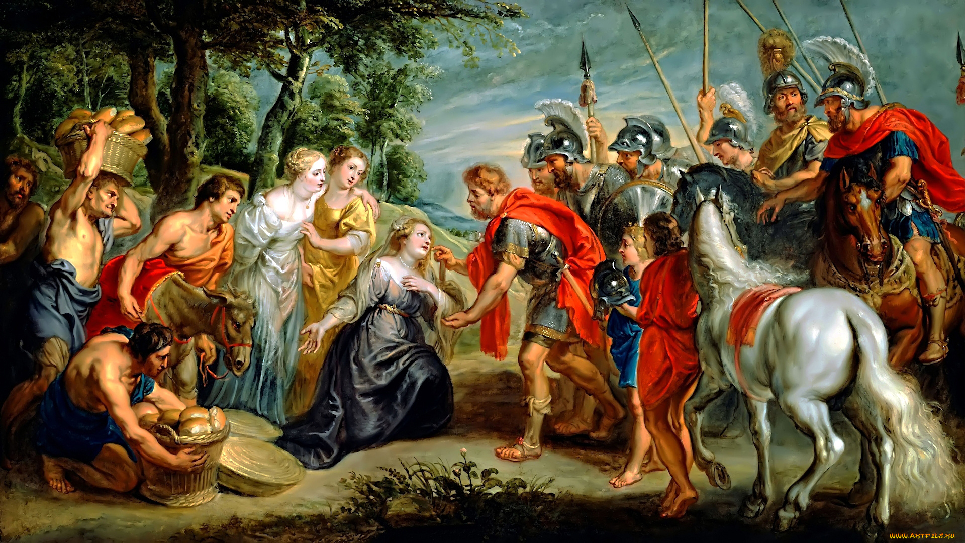 рисованные, pieter, paul, rubens, david, meeting, abigail, rubens, картина