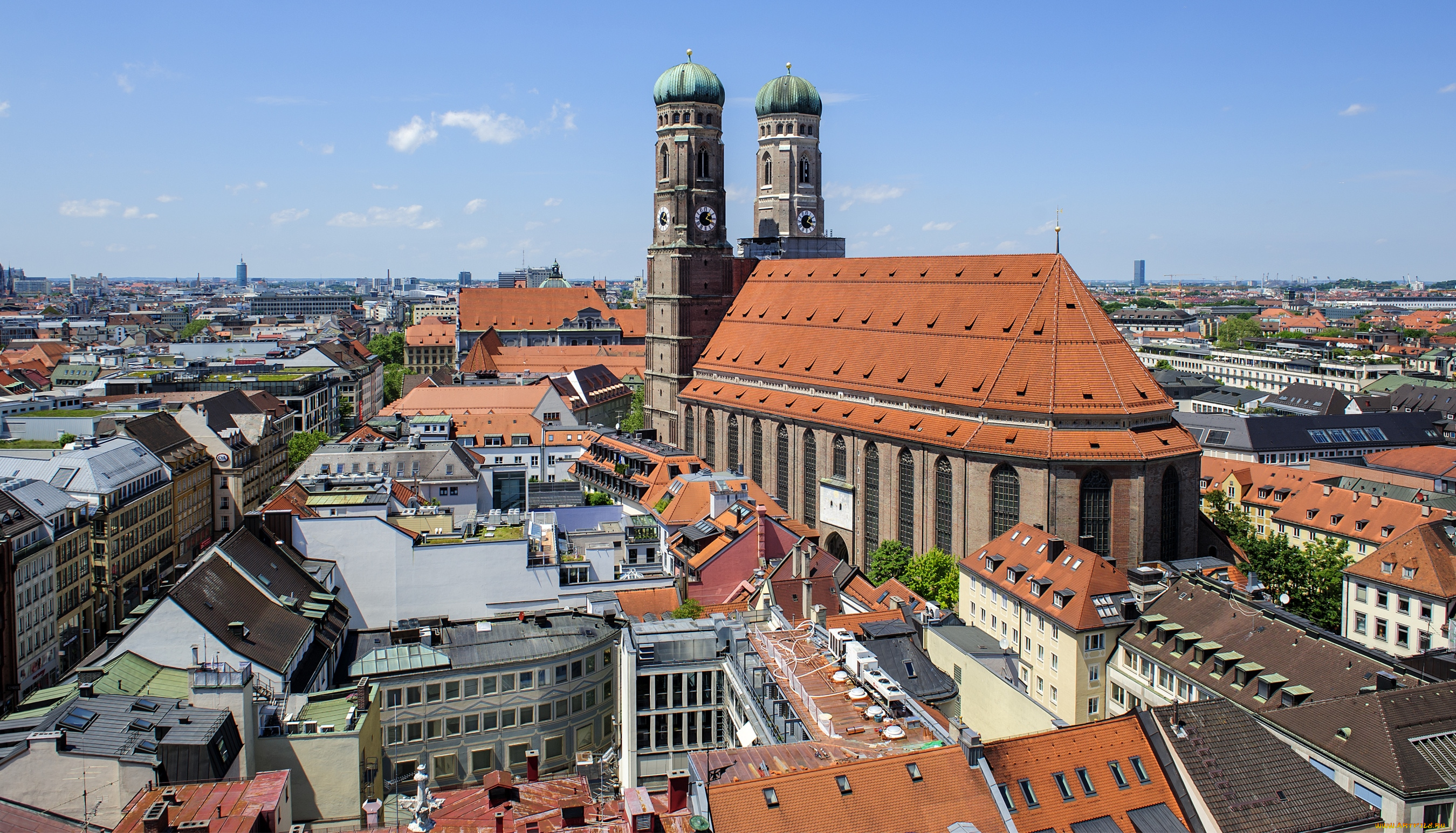 города, мюнхен, , германия, панорама, крыши, собор