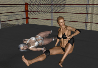 Картинка 3д+графика спорт+ sport девушки взгляд фон ринг борьба