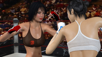 Картинка 3д+графика спорт+ sport девушки взгляд фон ринг борьба