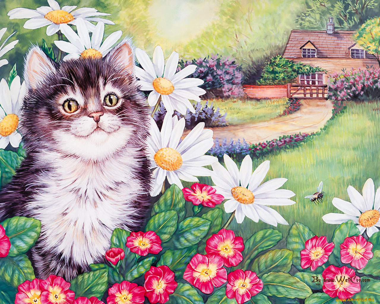 Нарисовать котика на открытке, открытки
