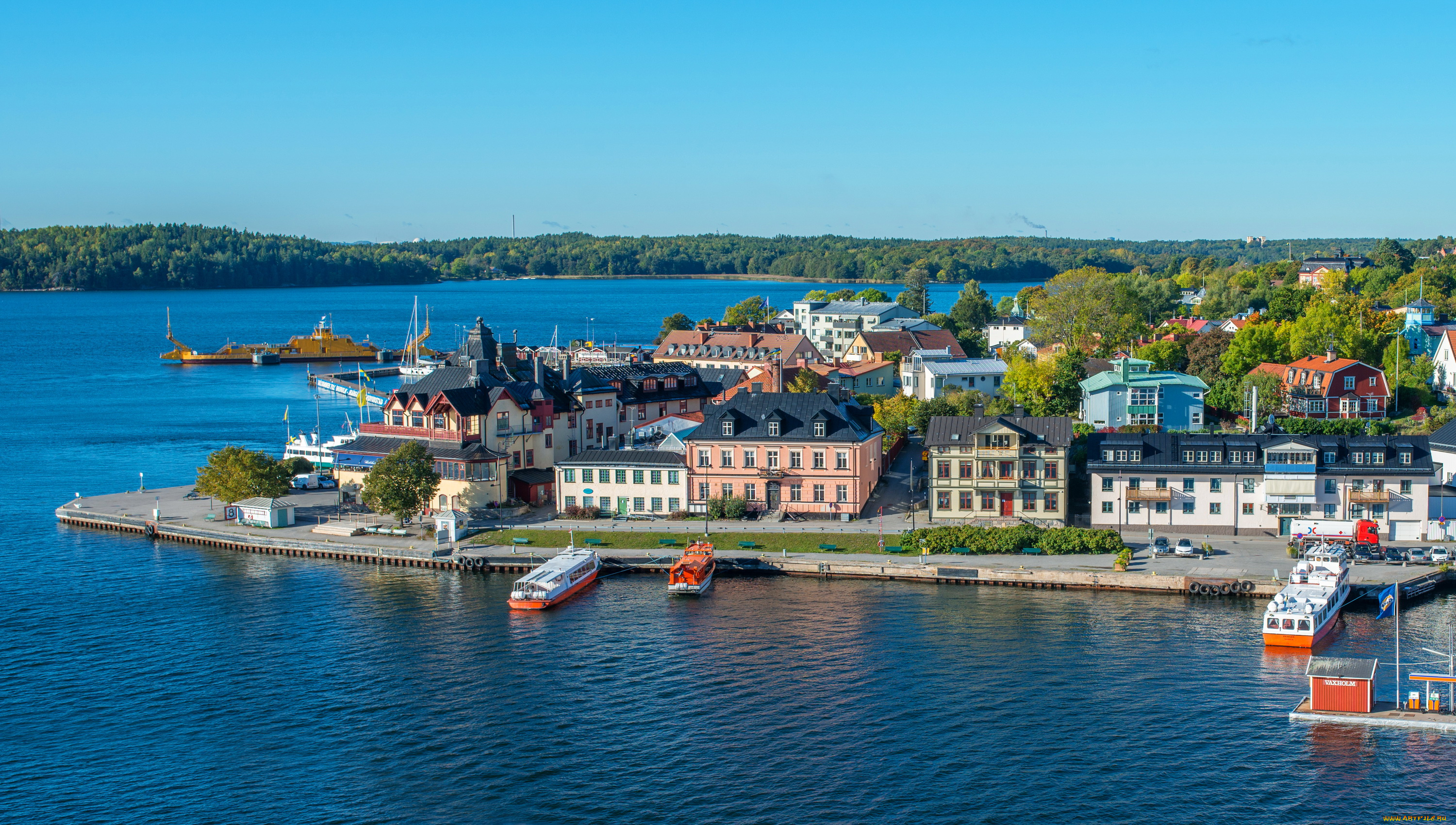 vaxholm, города, -, улицы, , площади, , набережные, стокгольм, швеция, побережье, река, дома