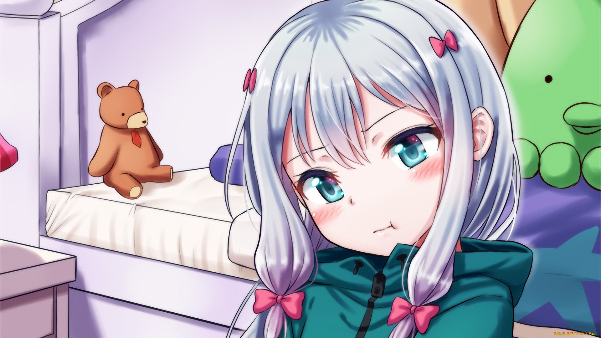 аниме, eromanga-sensei, девушка, взгляд, фон