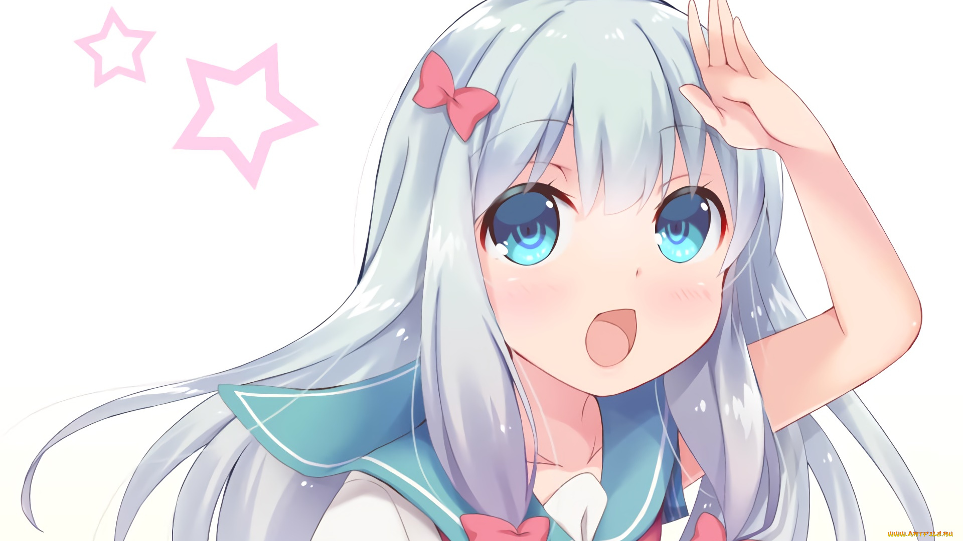 аниме, eromanga-sensei, девушка, взгляд, фон