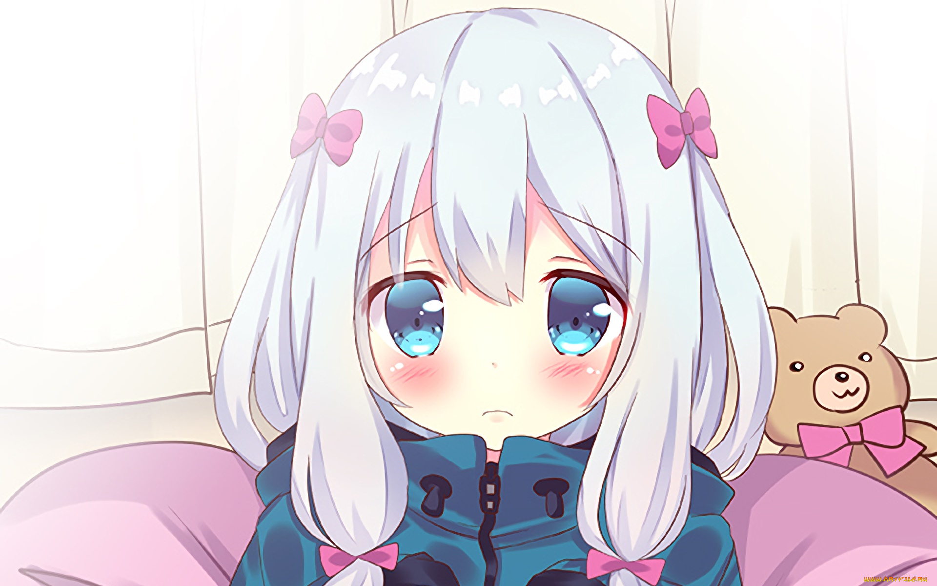 аниме, eromanga-sensei, девушка, взгляд, фон