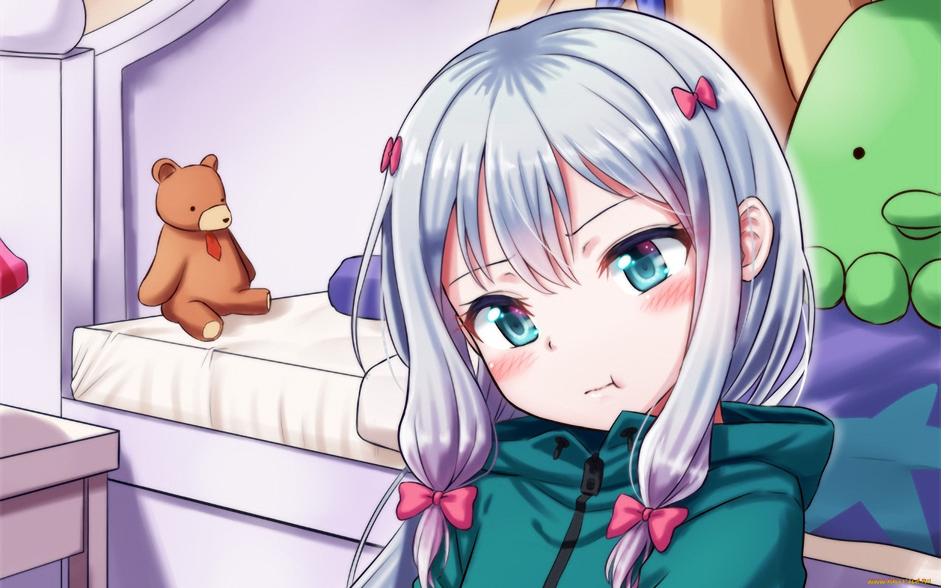 аниме, eromanga-sensei, девушка, взгляд, фон