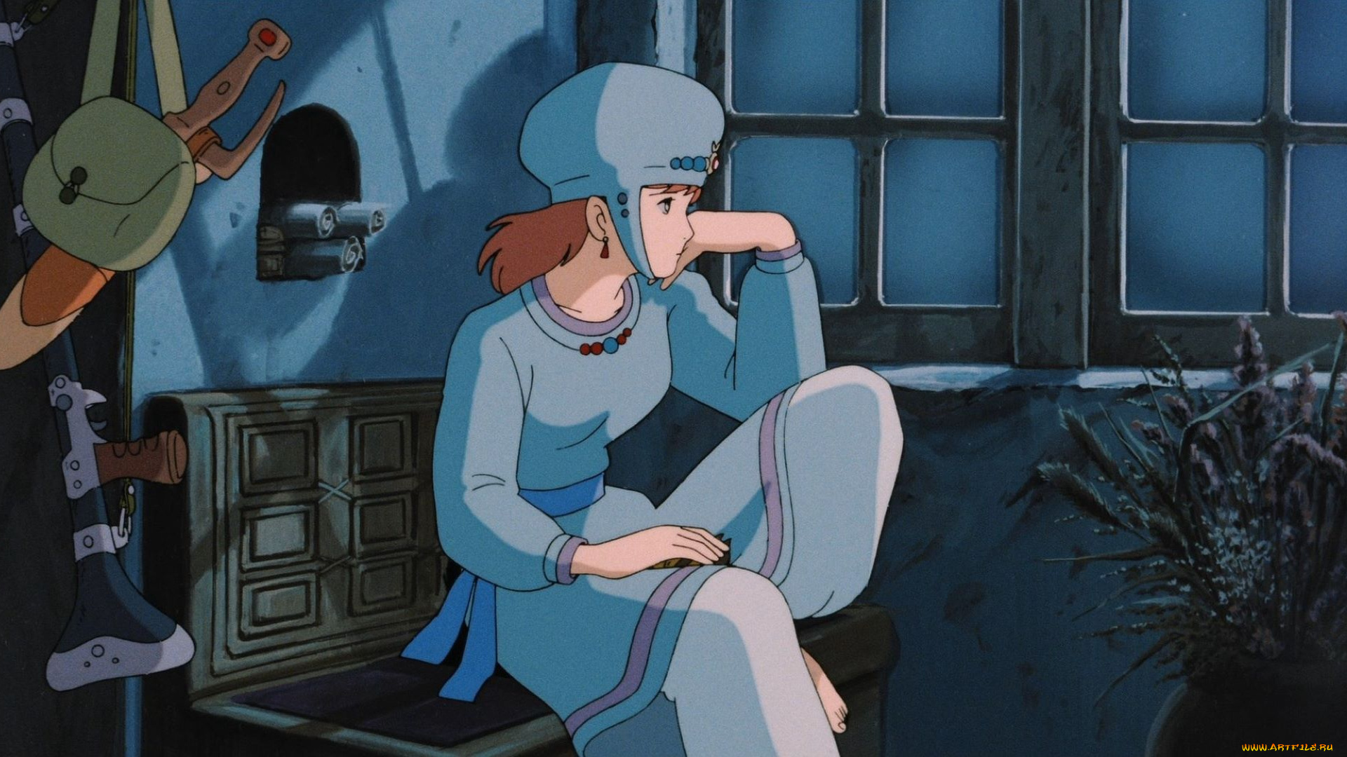 аниме, nausicaa, of, the, valley, of, wind, девушка, оружие, окно