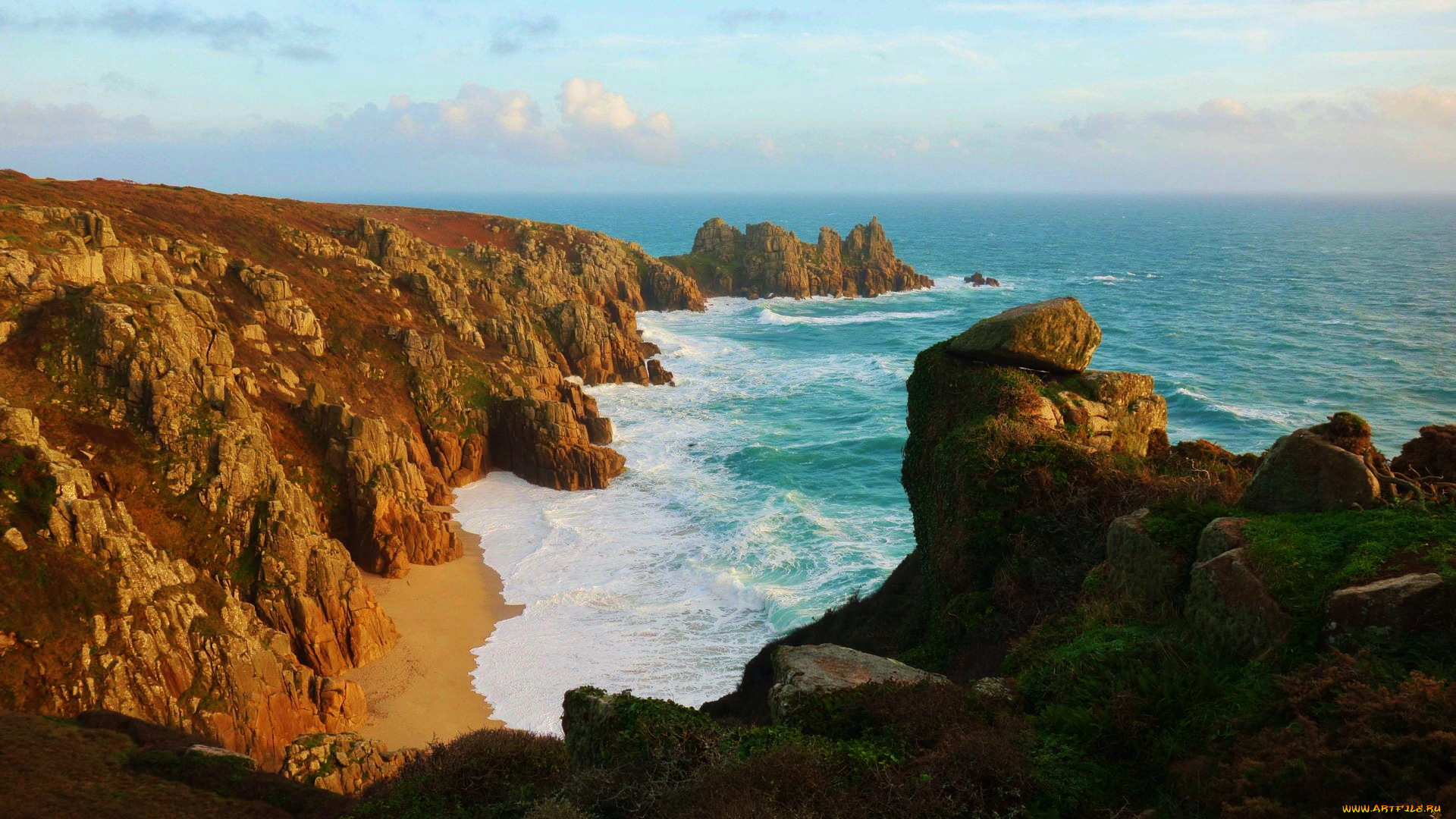 pedn, vounder, beach, cornwall, uk, природа, побережье, pedn, vounder, beach