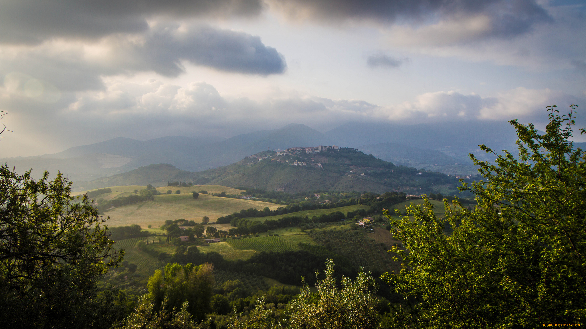 scenic, outlook, from, poggio, nativo, природа, горы, холмы, поля, ласа, небо, тучи