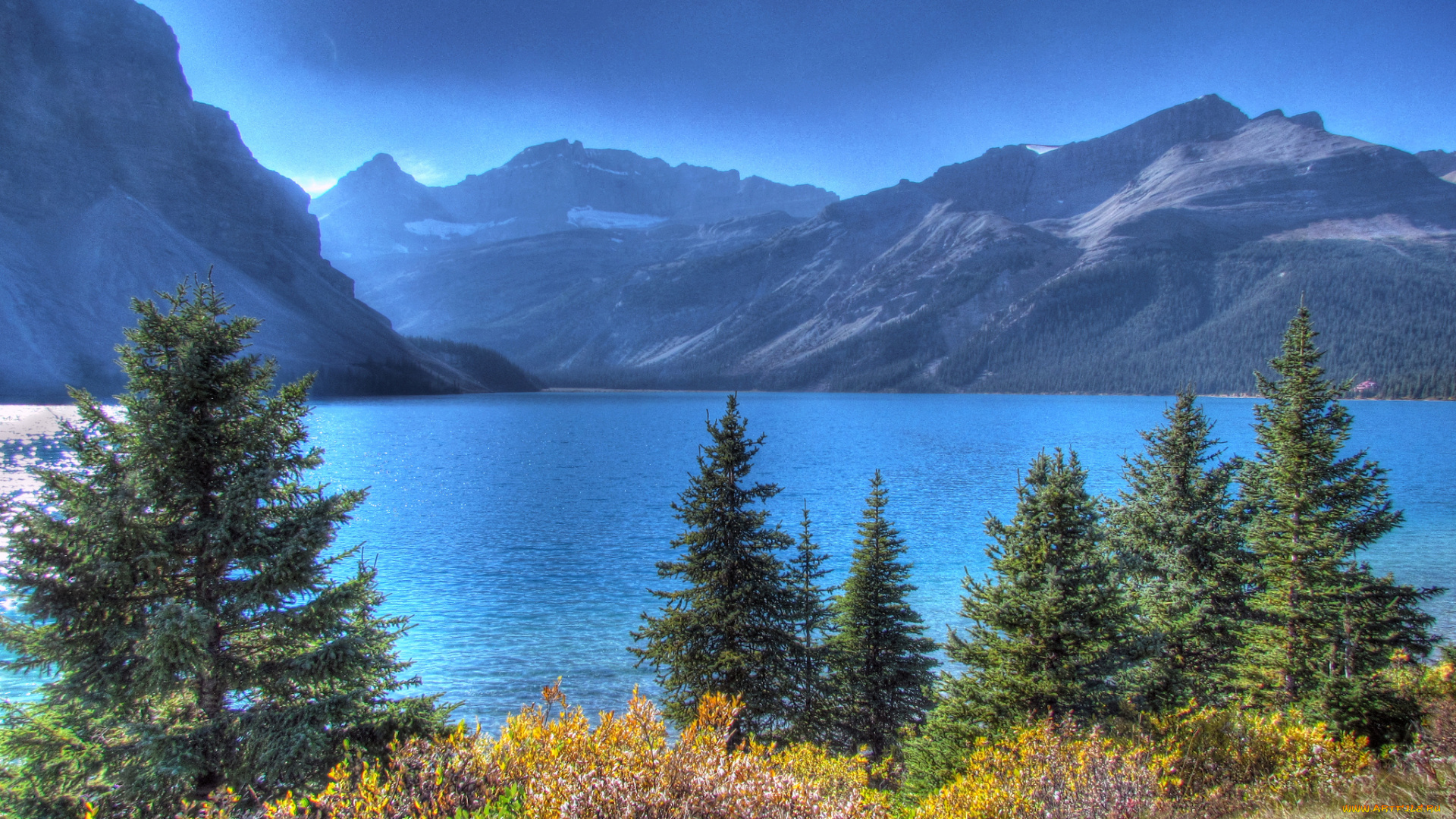 bow, lake, banff, national, park, alberta, canada, природа, реки, озера, озеро, боу, банф, альберта, канада, горы, деревья