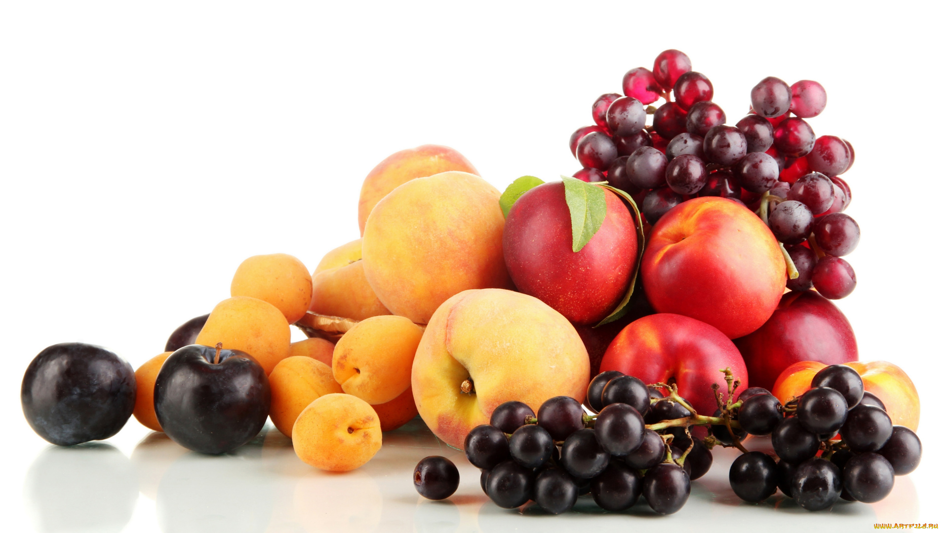 еда, фрукты, ягоды, абрикосы, персики, нектарин, сливы, виноград
