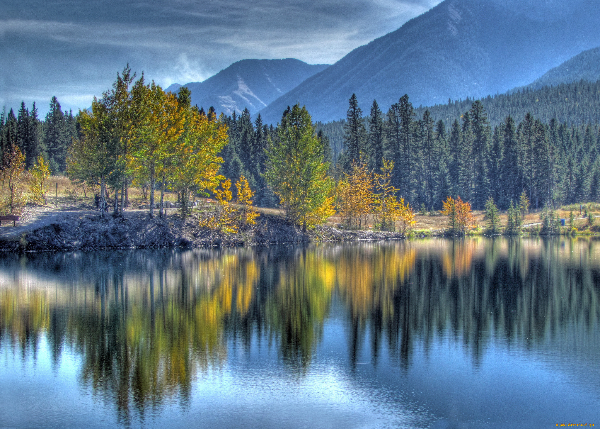 quarry, lake, canmore, alberta, canada, природа, реки, озера, канмор, альберта, канада, озеро, деревья, горы