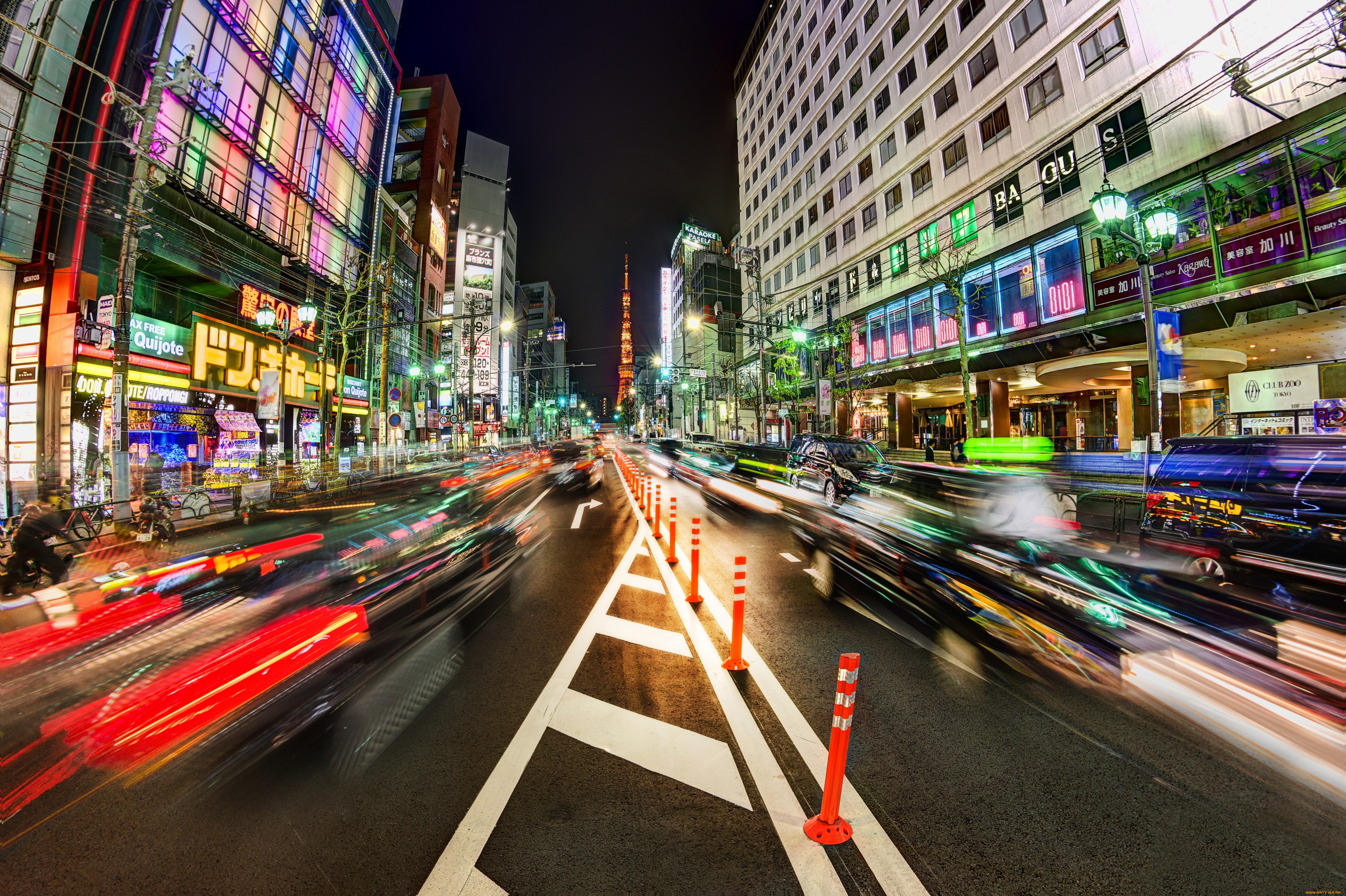 города, токио, Япония, улица, дорога, движение, ночь, автомобили, суета, street, tokyo, japan