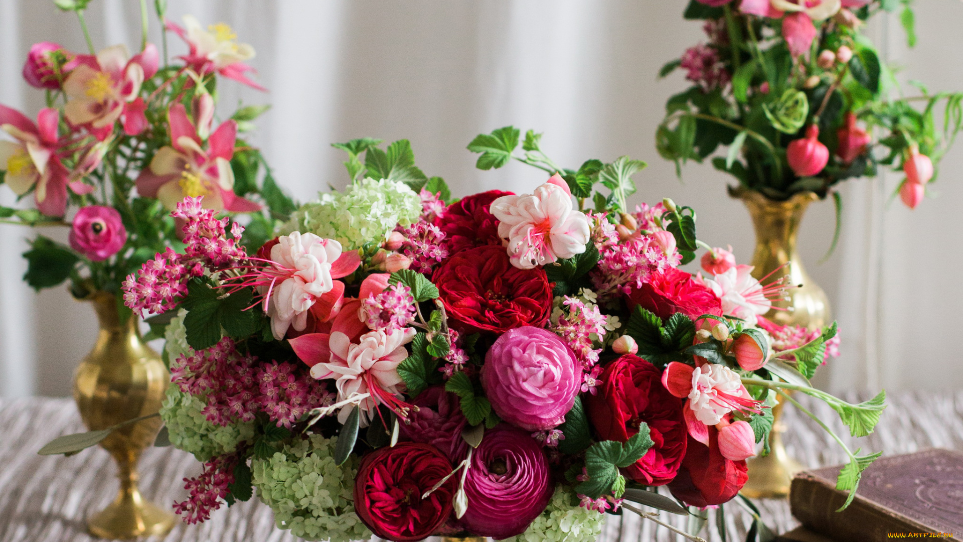 цветы, букеты, , композиции, фуксия, композиция, ranunculus, калина, viburnum, roses, fuchsia