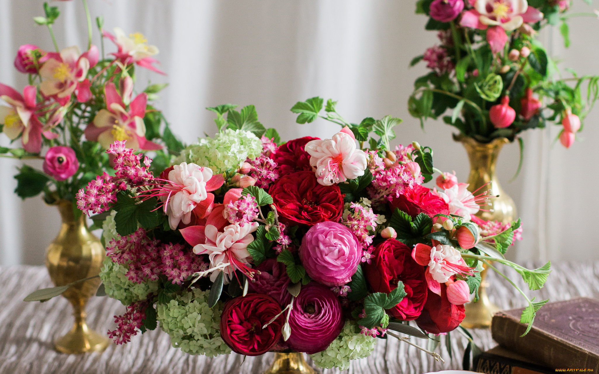 цветы, букеты, , композиции, фуксия, композиция, ranunculus, калина, viburnum, roses, fuchsia