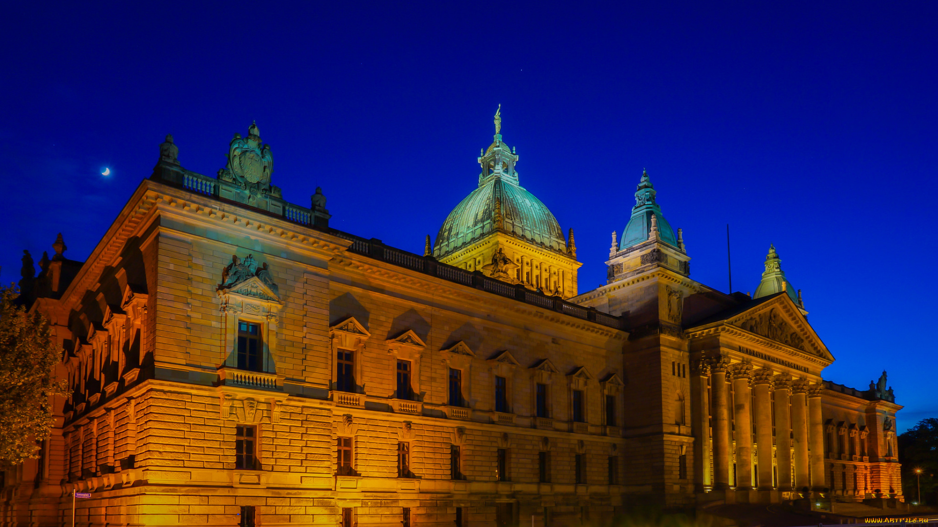 bundesverwaltungsgericht, leipzig, города, -, здания, , дома, дворец, площадь, ночь