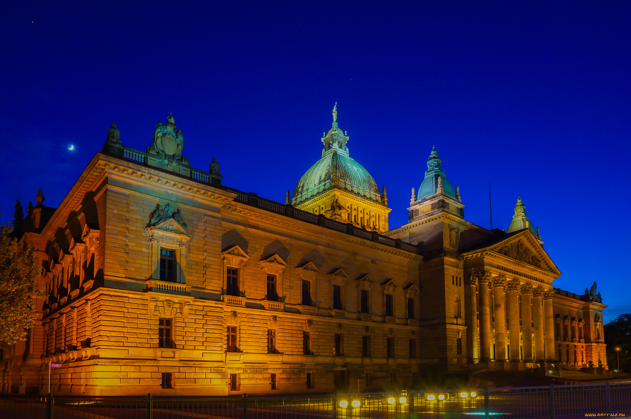 bundesverwaltungsgericht, leipzig, города, -, здания, , дома, дворец, площадь, ночь