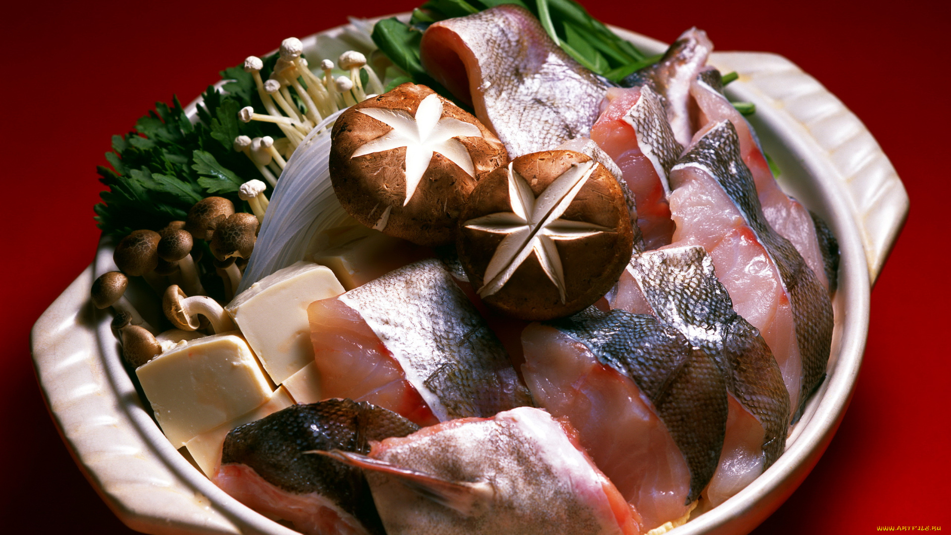 еда, рыба, морепродукты, суши, роллы, грибы, зелень